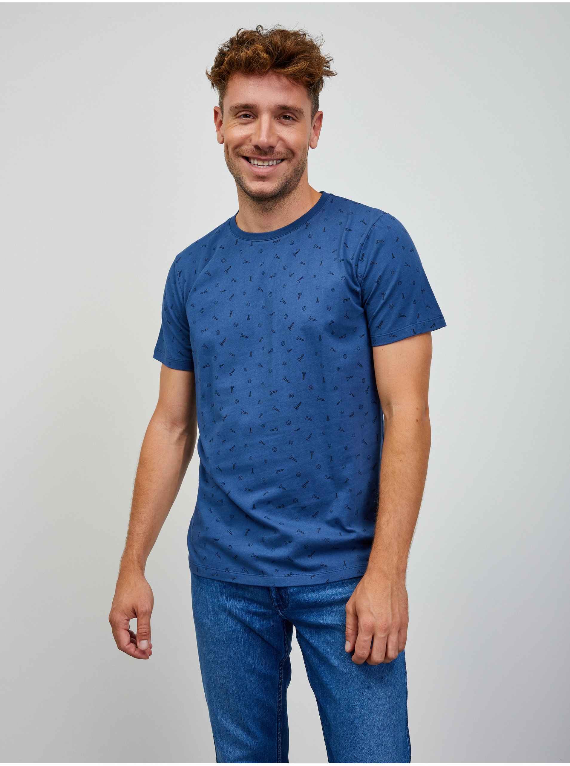 E-shop Modré pánské vzorované tričko ZOOT.lab Rowan