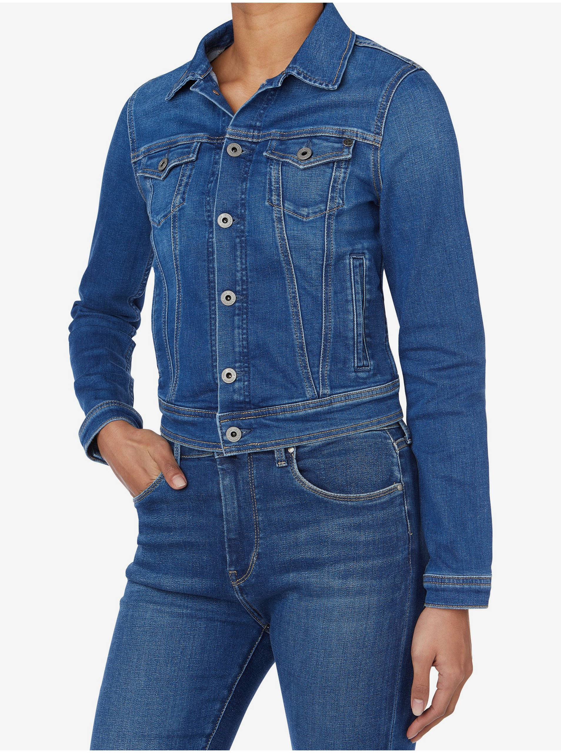 Lacno Rifľové bundy pre ženy Pepe Jeans - modrá