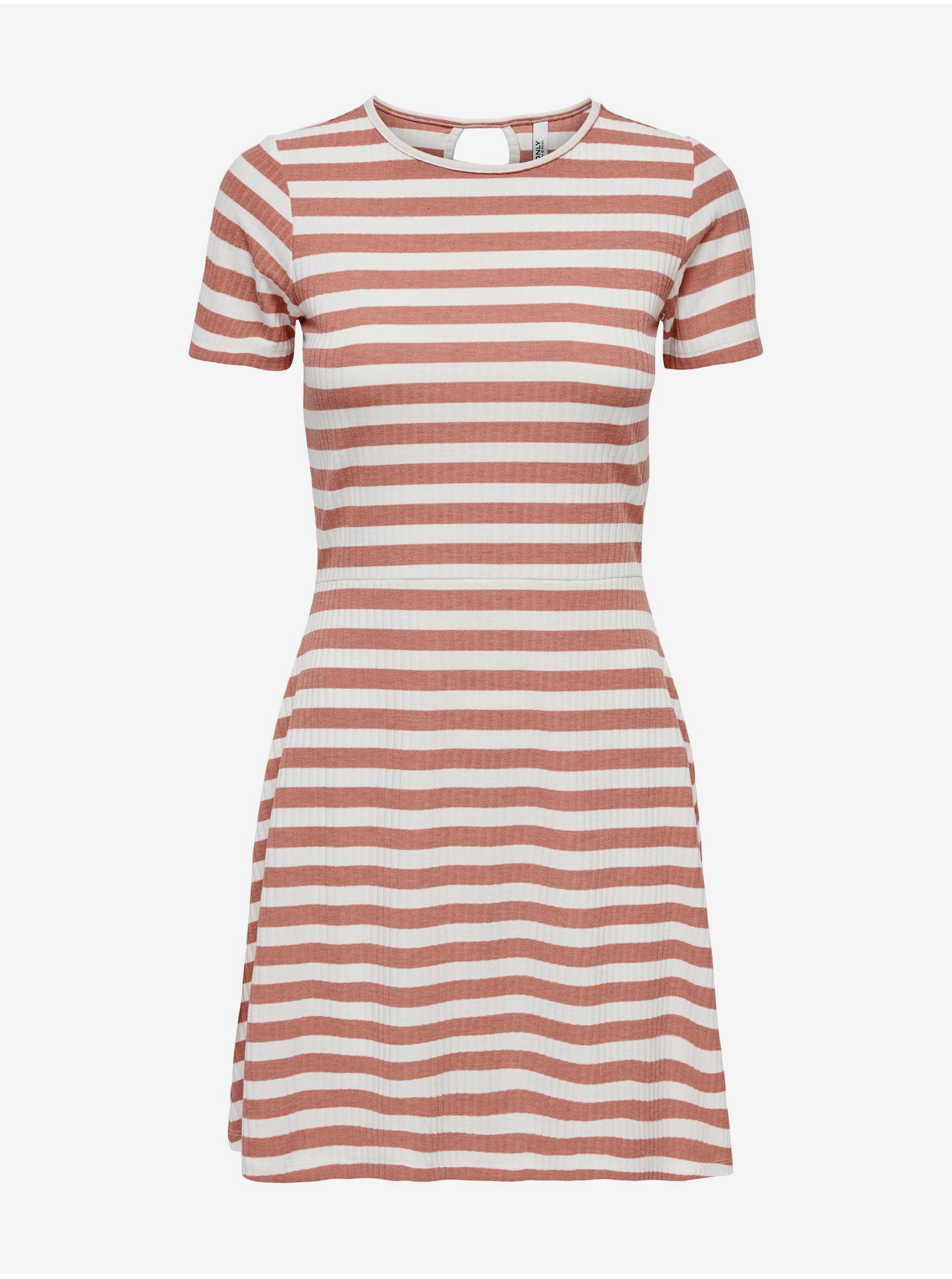 E-shop Bílo-oranžové pruhované šaty ONLY Emma