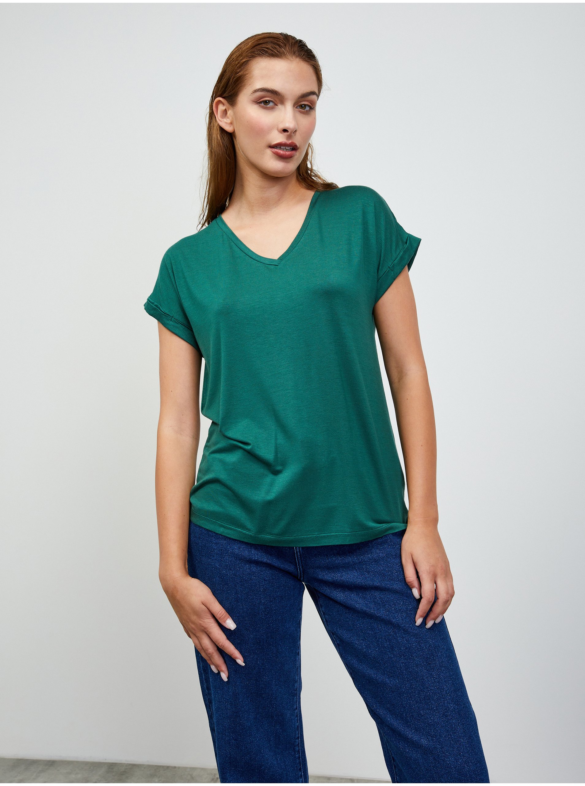 Levně Zelené dámské žíhané basic tričko ZOOT.lab Adriana 3
