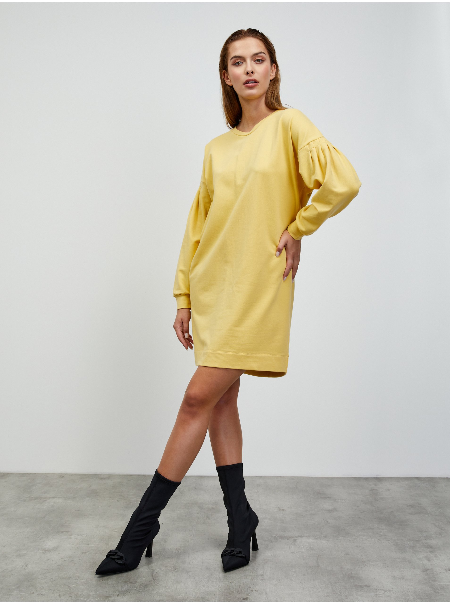 Levně Žluté mikinové basic šaty ZOOT.lab Sloane
