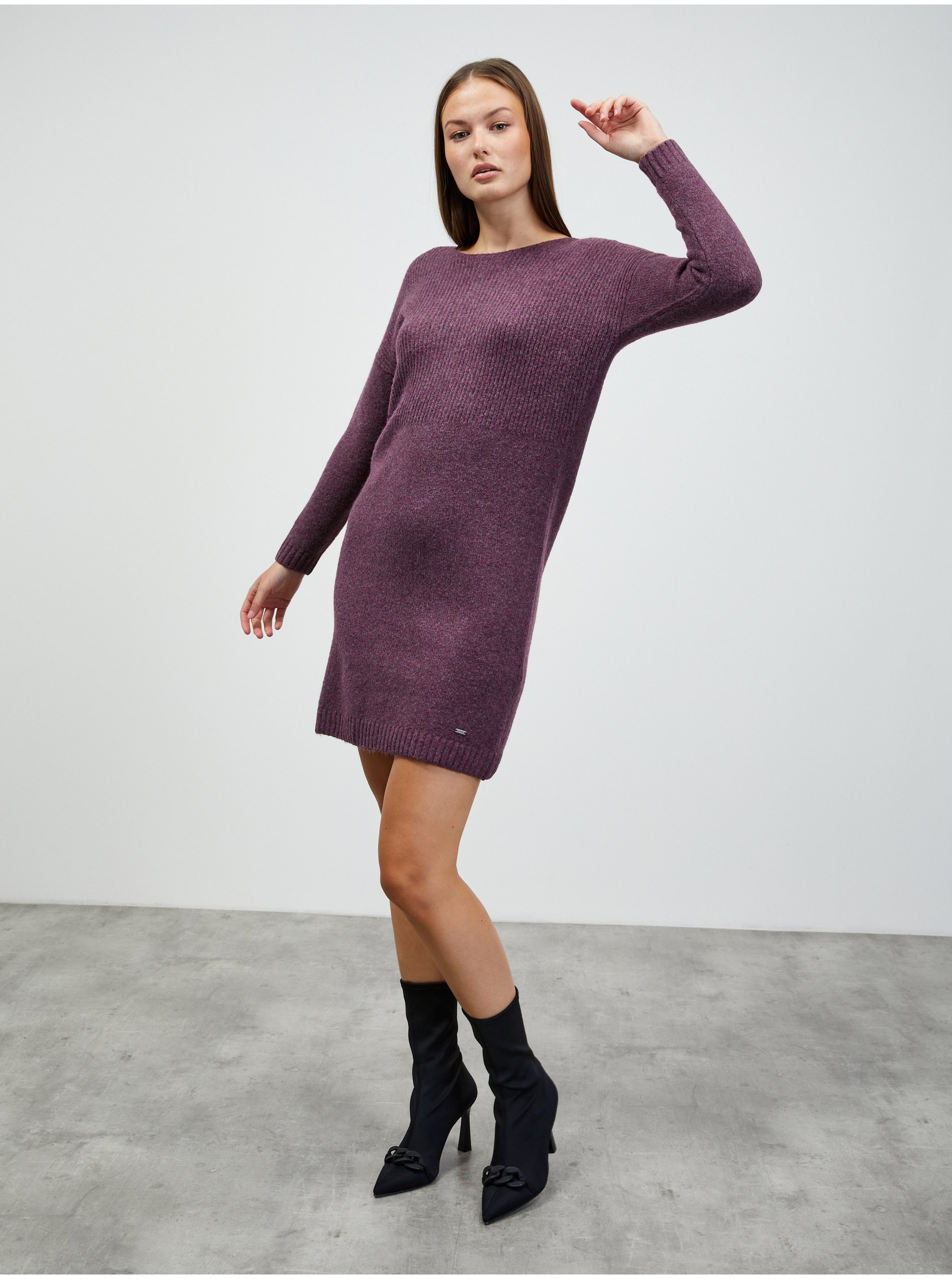Lacno Fialové svetrové šaty ZOOT.lab Coryn