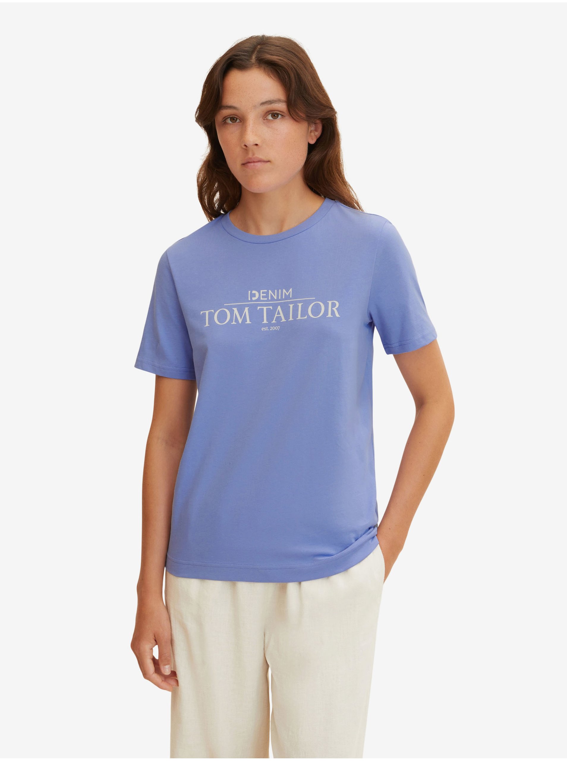 Lacno Tričká s krátkym rukávom pre ženy Tom Tailor Denim - svetlofialová