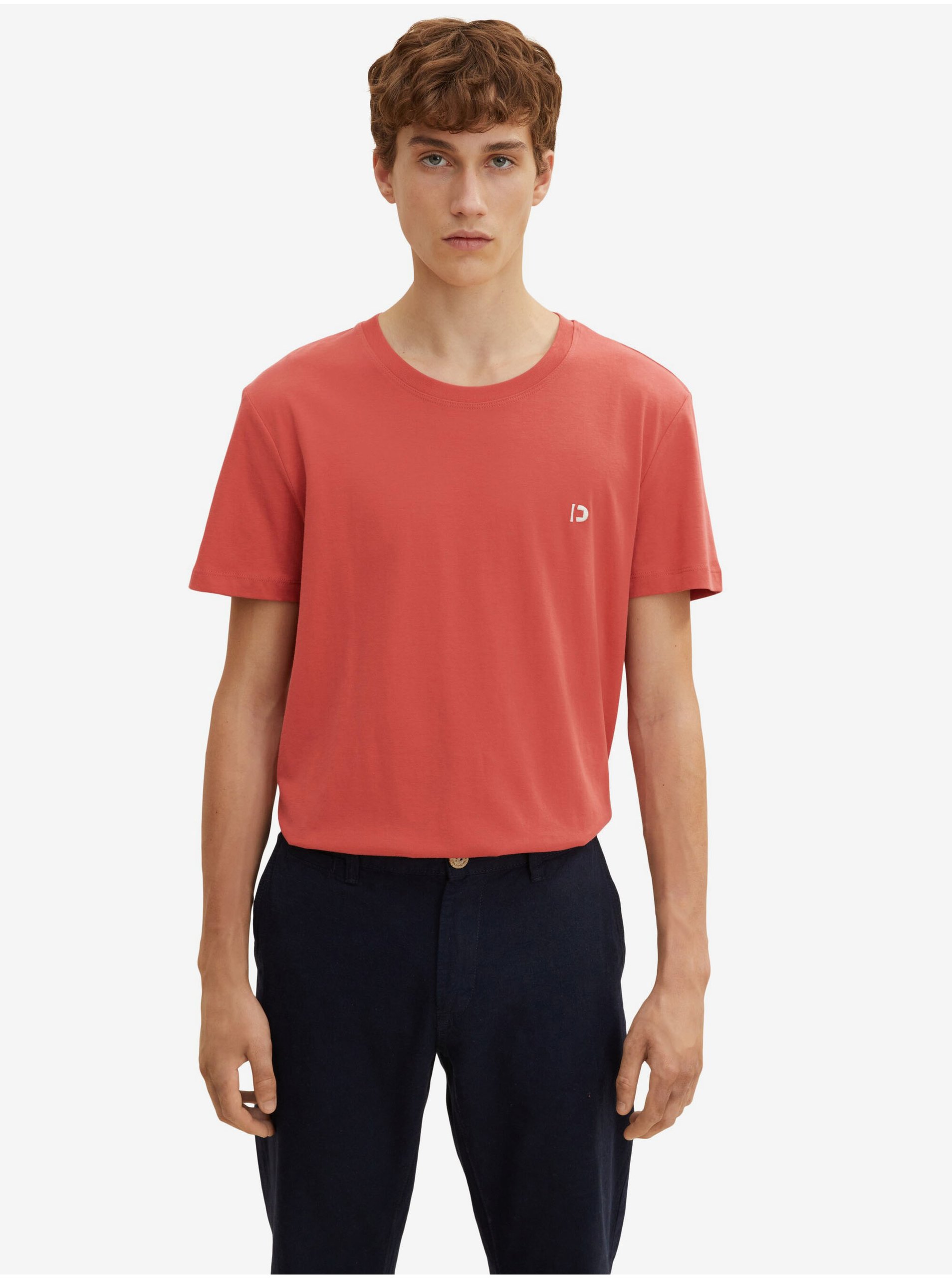 Levně Červené pánské basic tričko Tom Tailor Denim