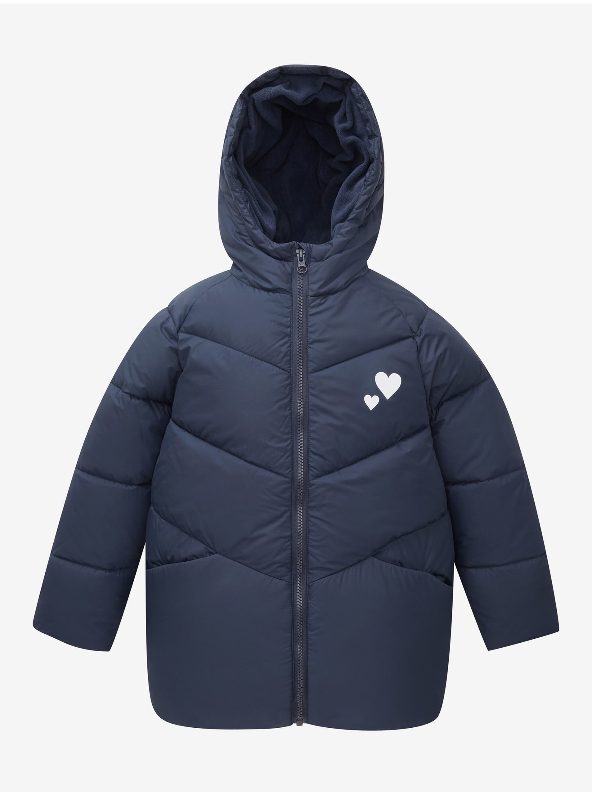 E-shop Tmavě modrý holčičí prošívaný zimní kabát s kapucí Tom Tailor
