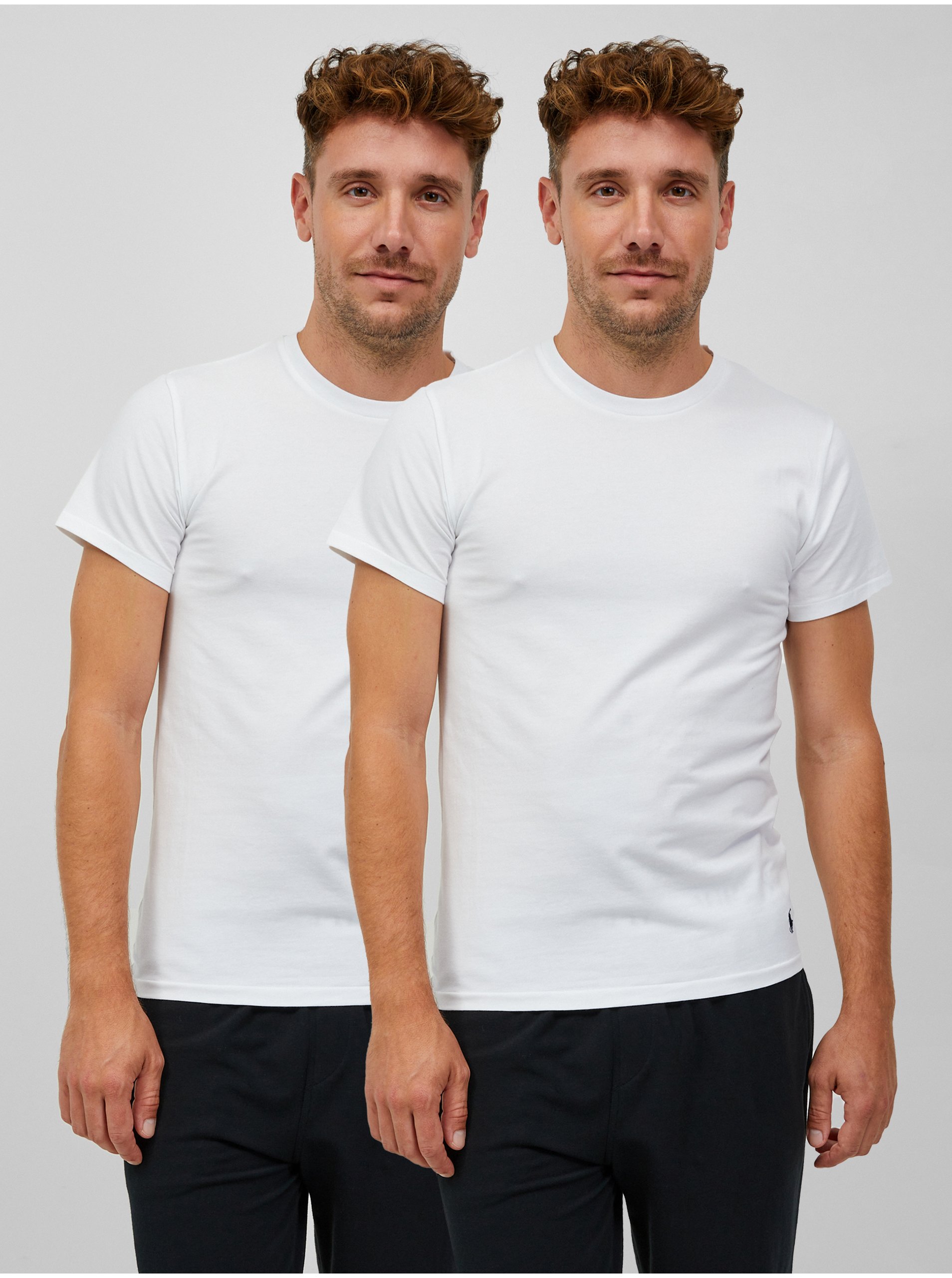 Levně Sada dvou pánských basic triček v bílé barvě Polo Ralph Lauren