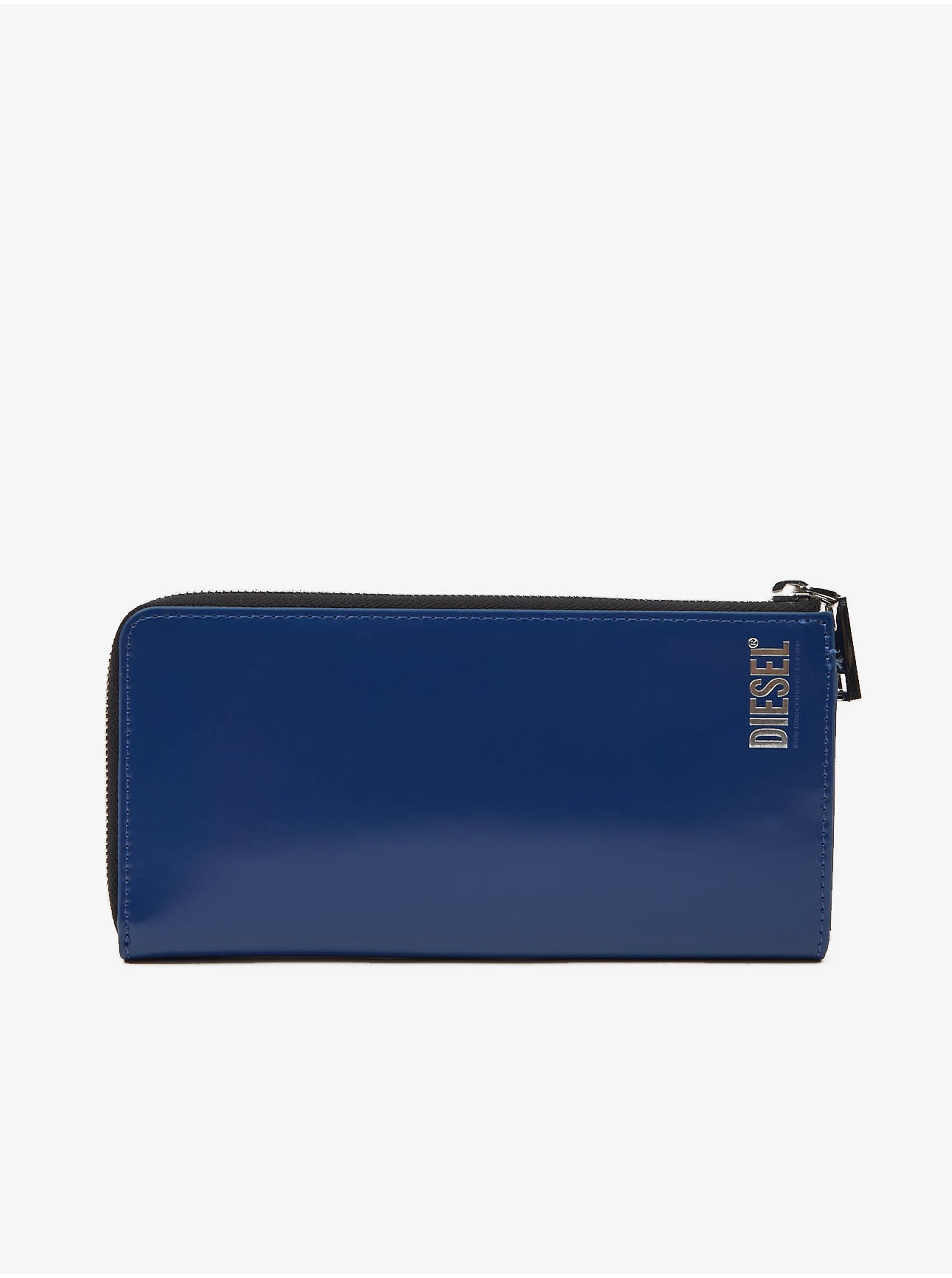 Levně Tmavě modrá pánská kožená peněženka Diesel
