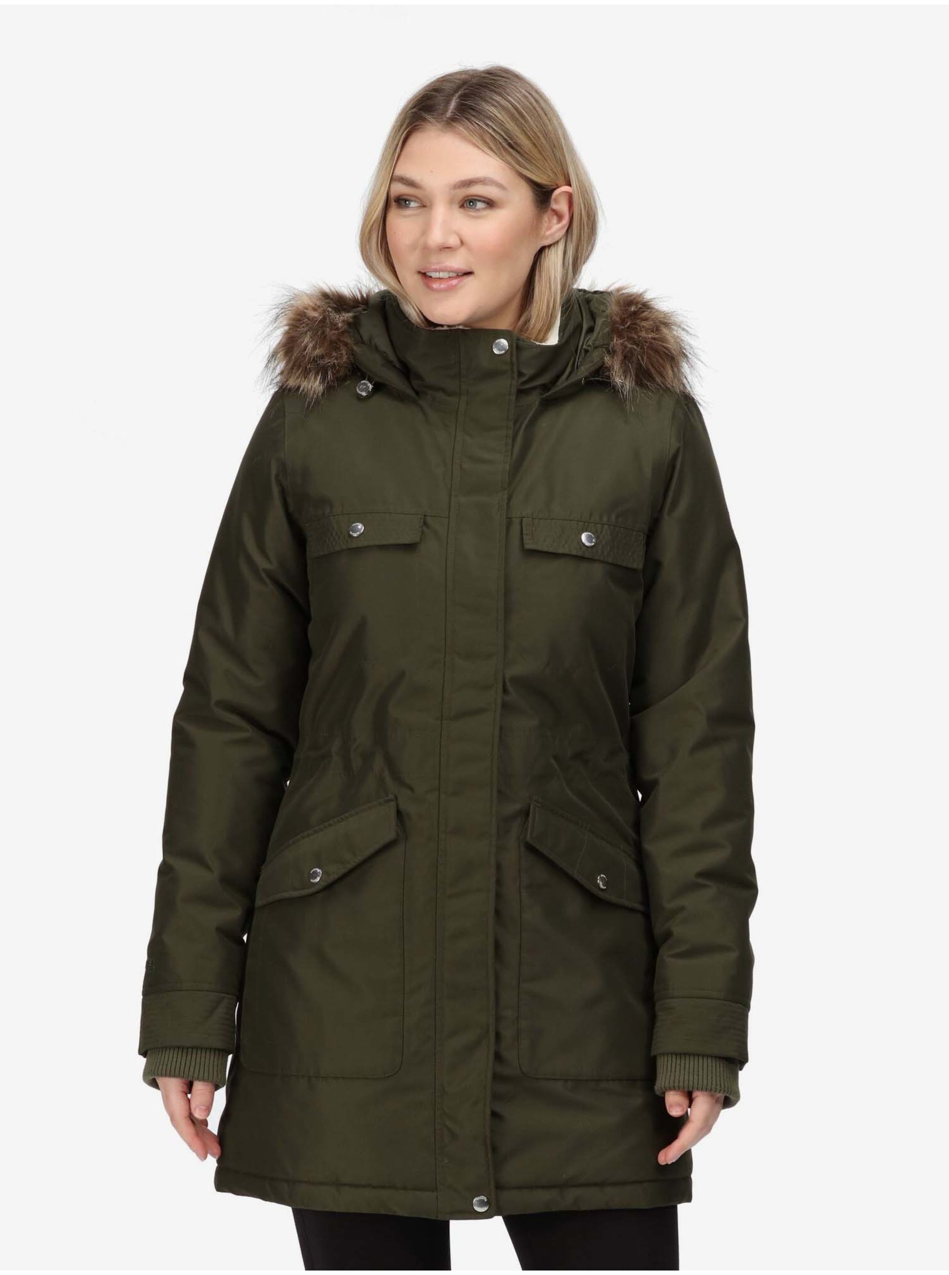 E-shop Tmavě zelený dámský kabát s kapucí Regatta Samiyah