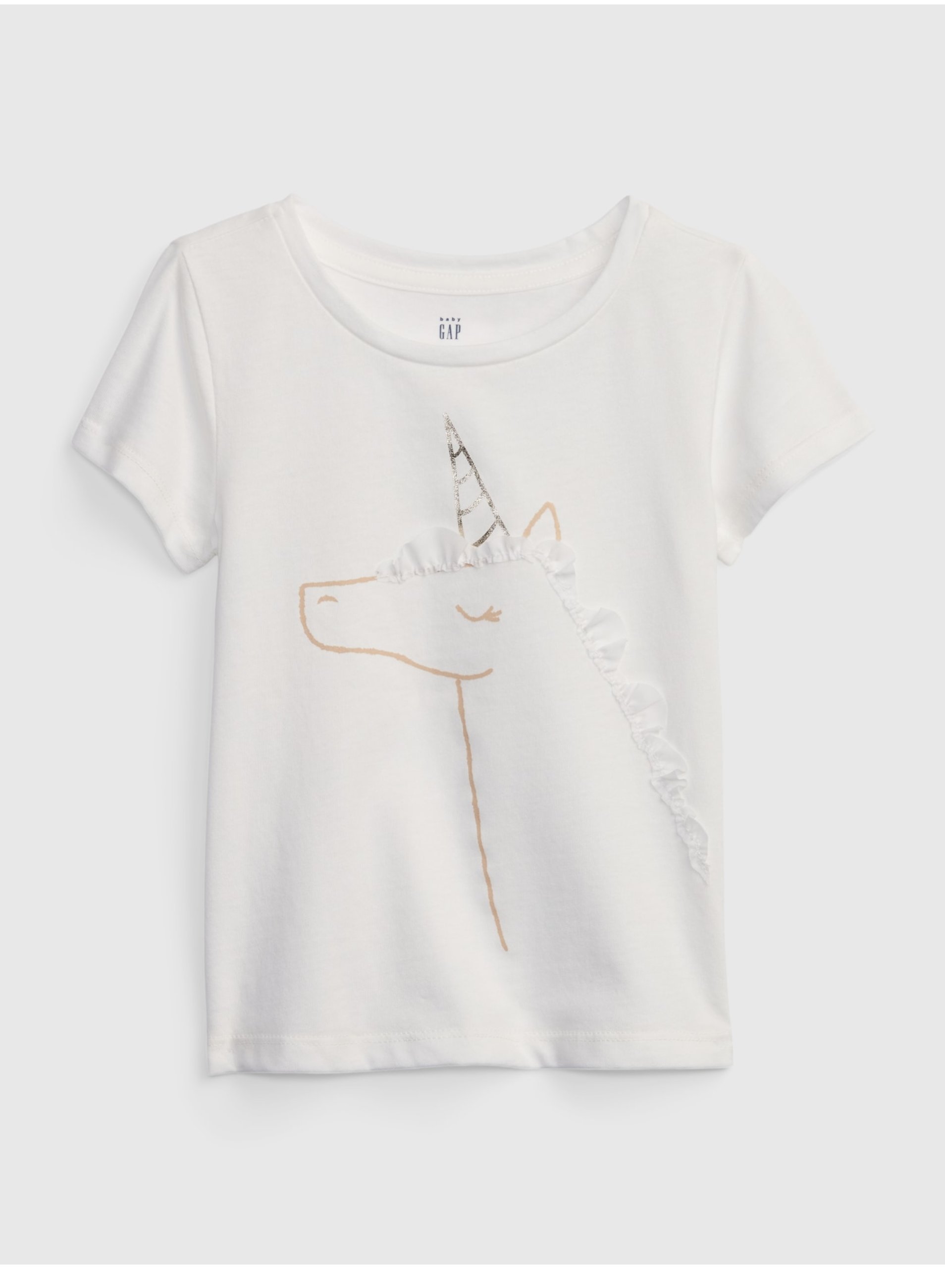 E-shop Biele dievčenské tričko s motívom jednorožca GAP