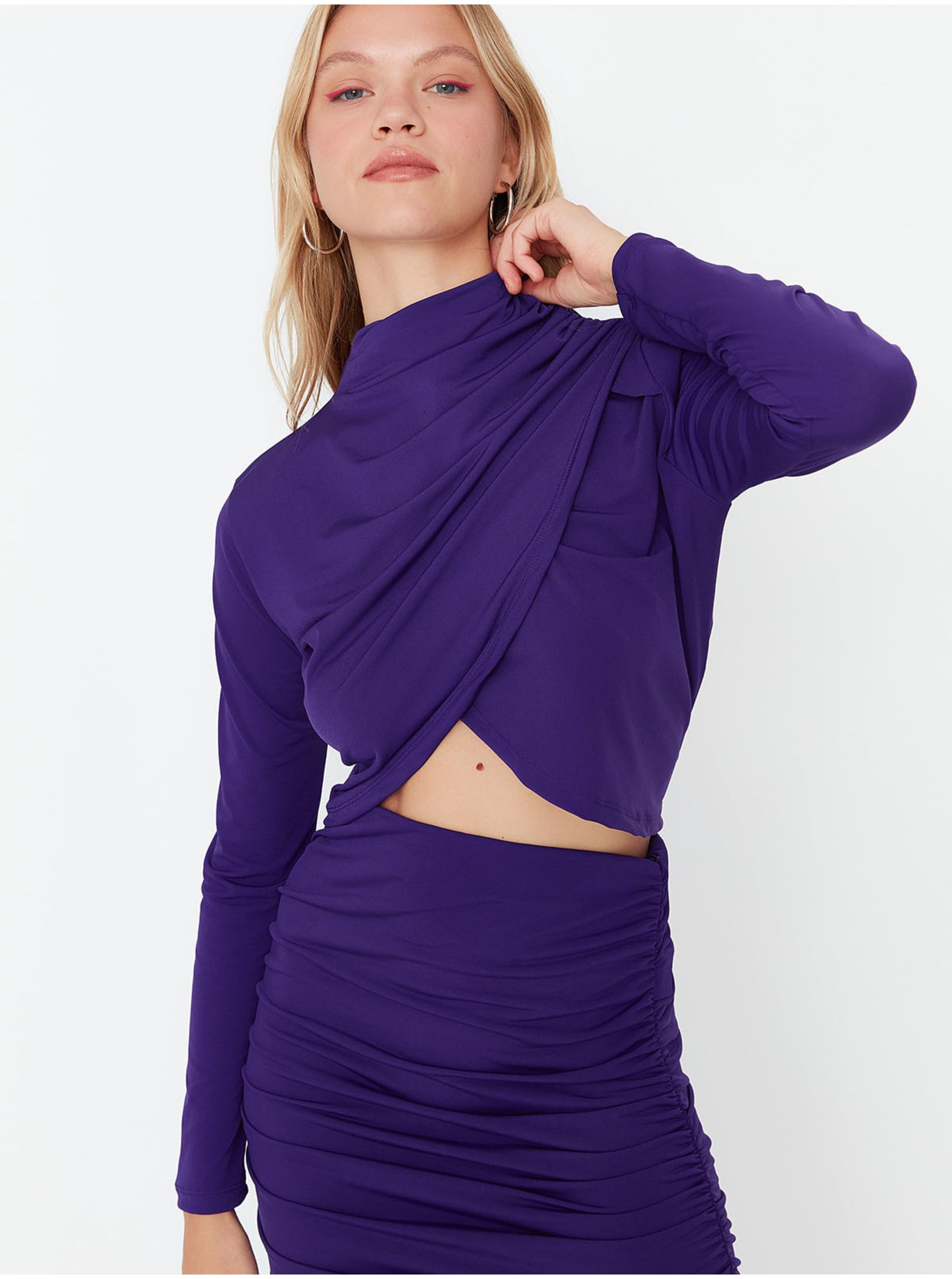 Lacno Tričká s dlhým rukávom pre ženy Trendyol - fialová