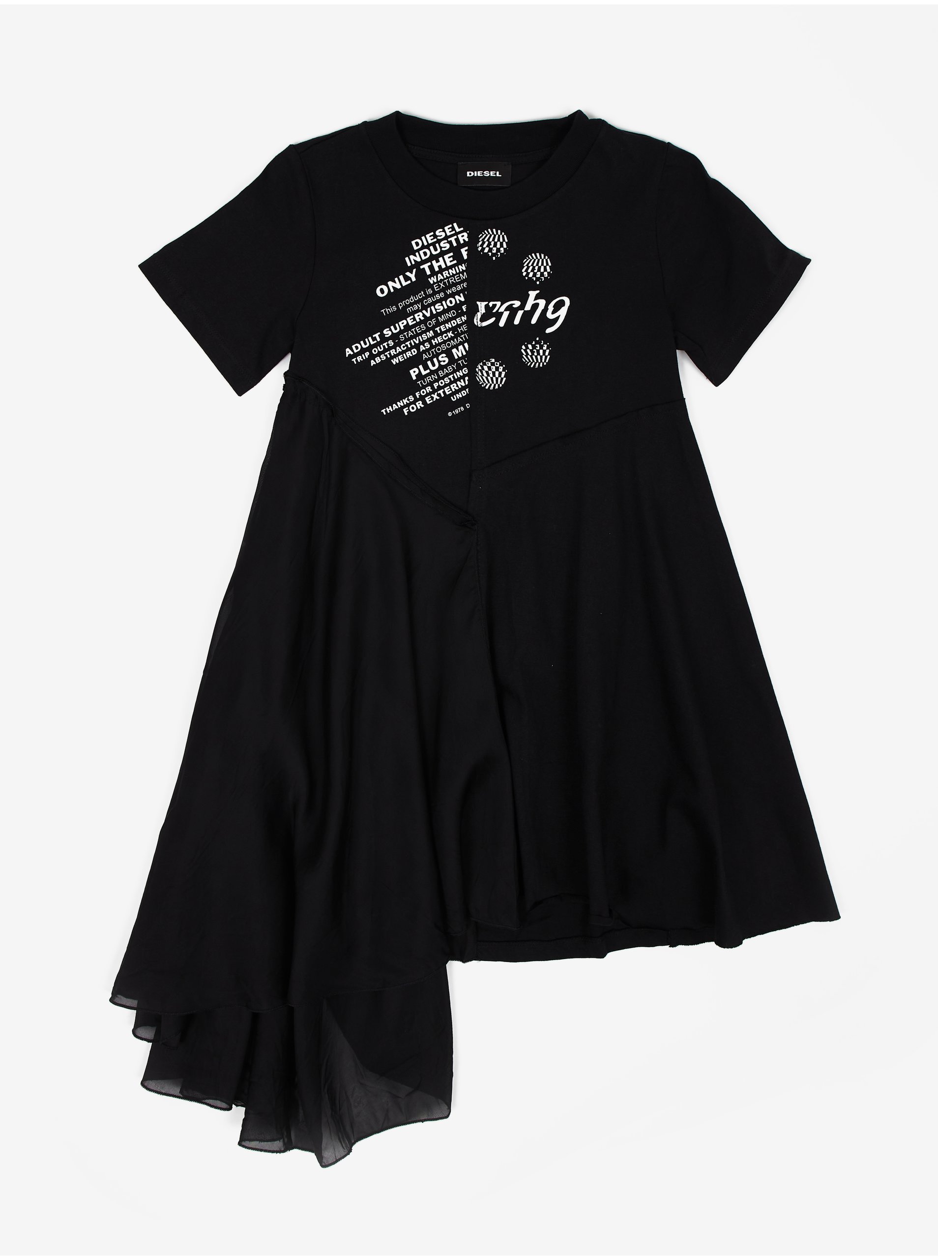 E-shop Černé holčičí asymetrické šaty Diesel