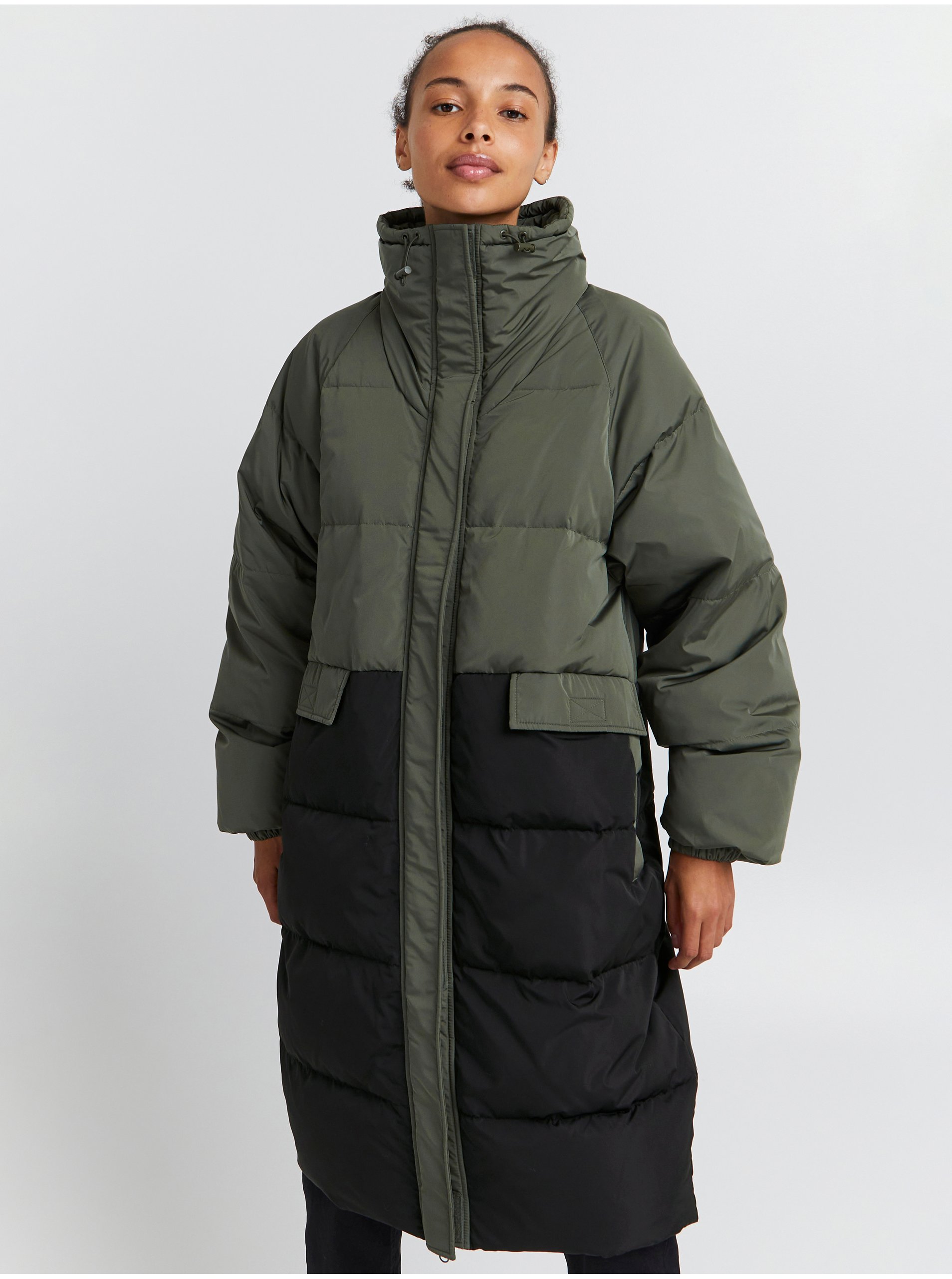 E-shop Černo-zelený dámský kabát ICHI