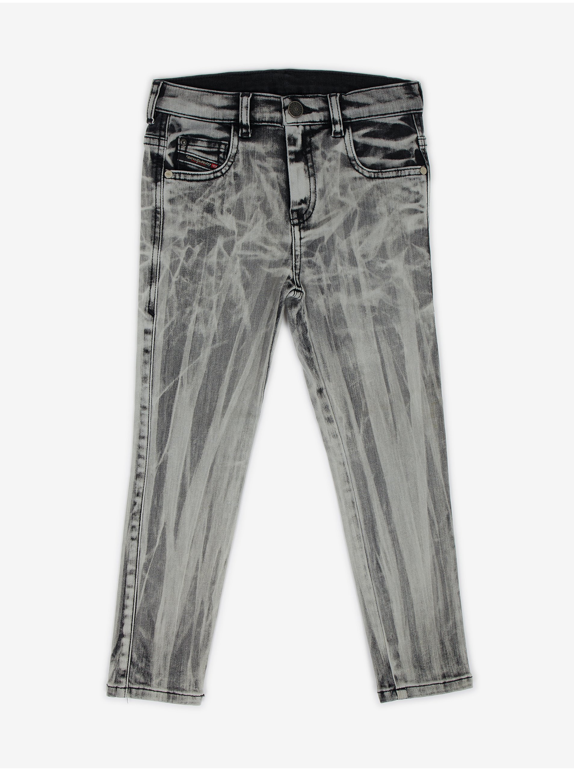 E-shop Černo-šedé holčičí vzorované slim fit džíny Diesel