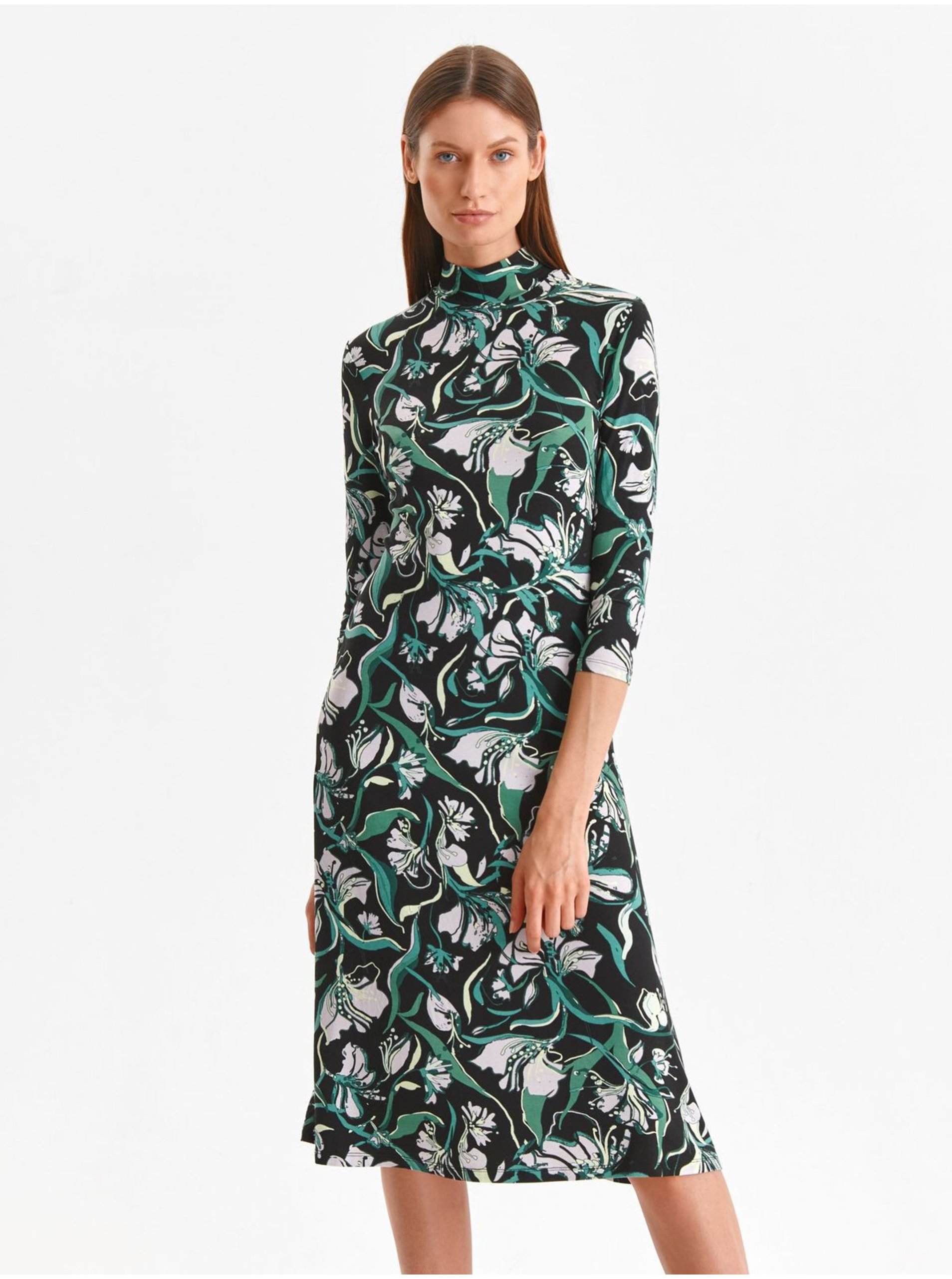 E-shop Zelené květované šaty TOP SECRET