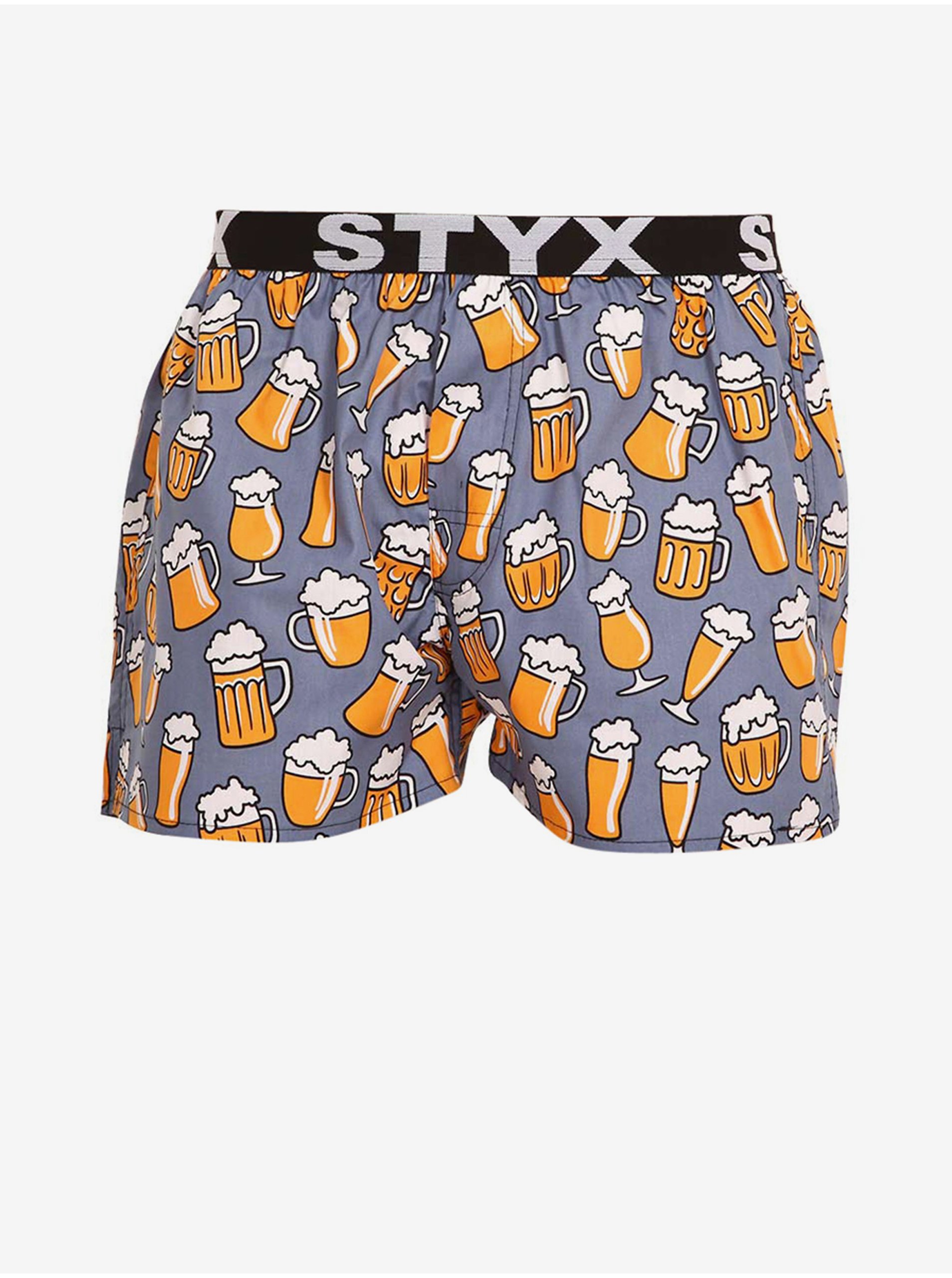 Šedo-žluté trenýrky se sportovní gumou Styx art Pivo