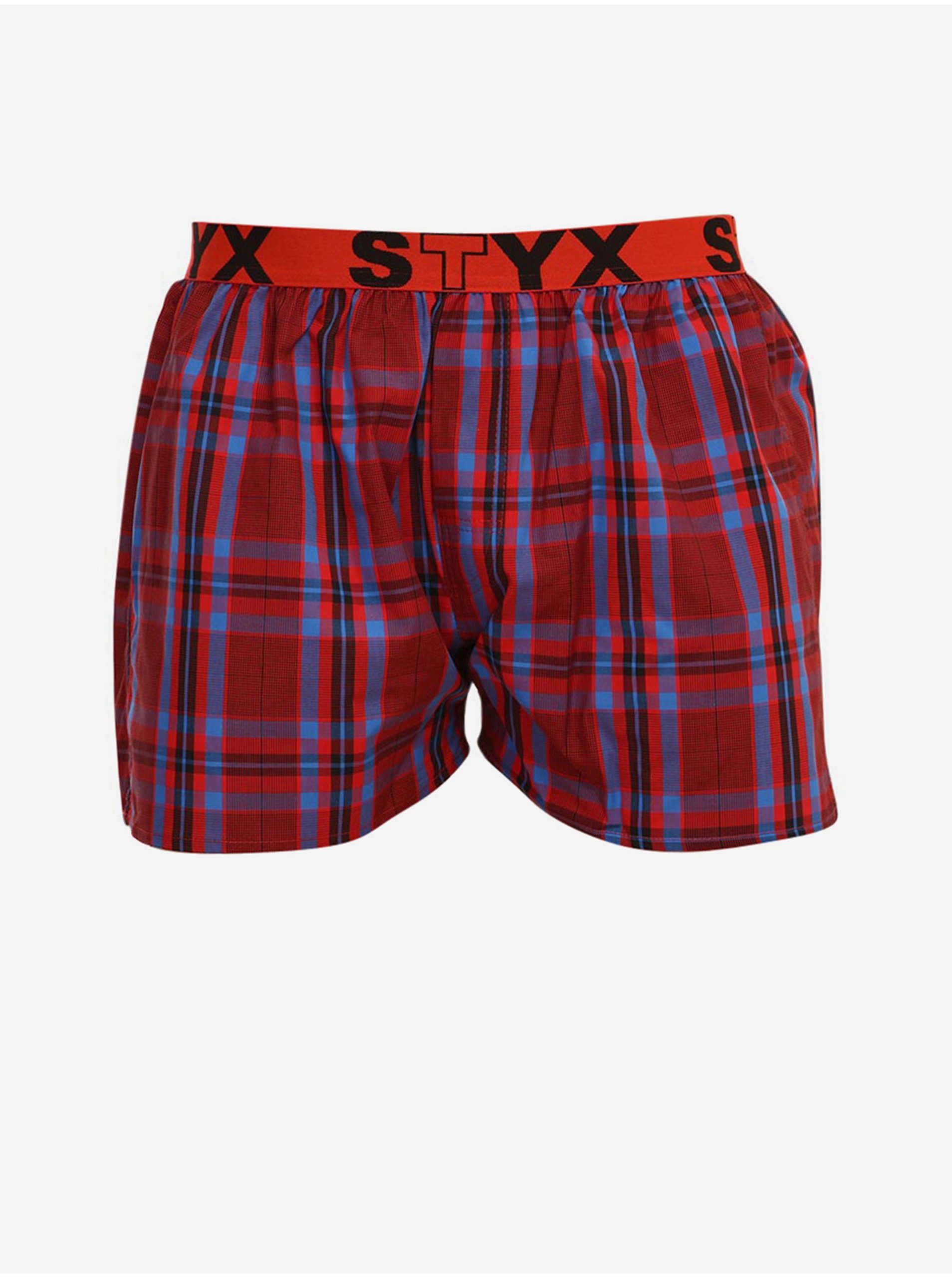 Červené pánské kostkované trenýrky Styx
