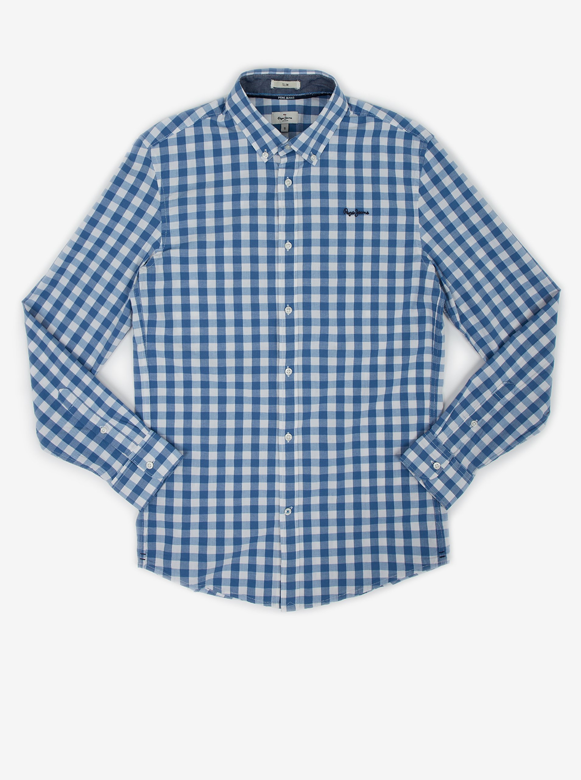 E-shop Modrá pánská kostkovaná košile Pepe Jeans Finchley