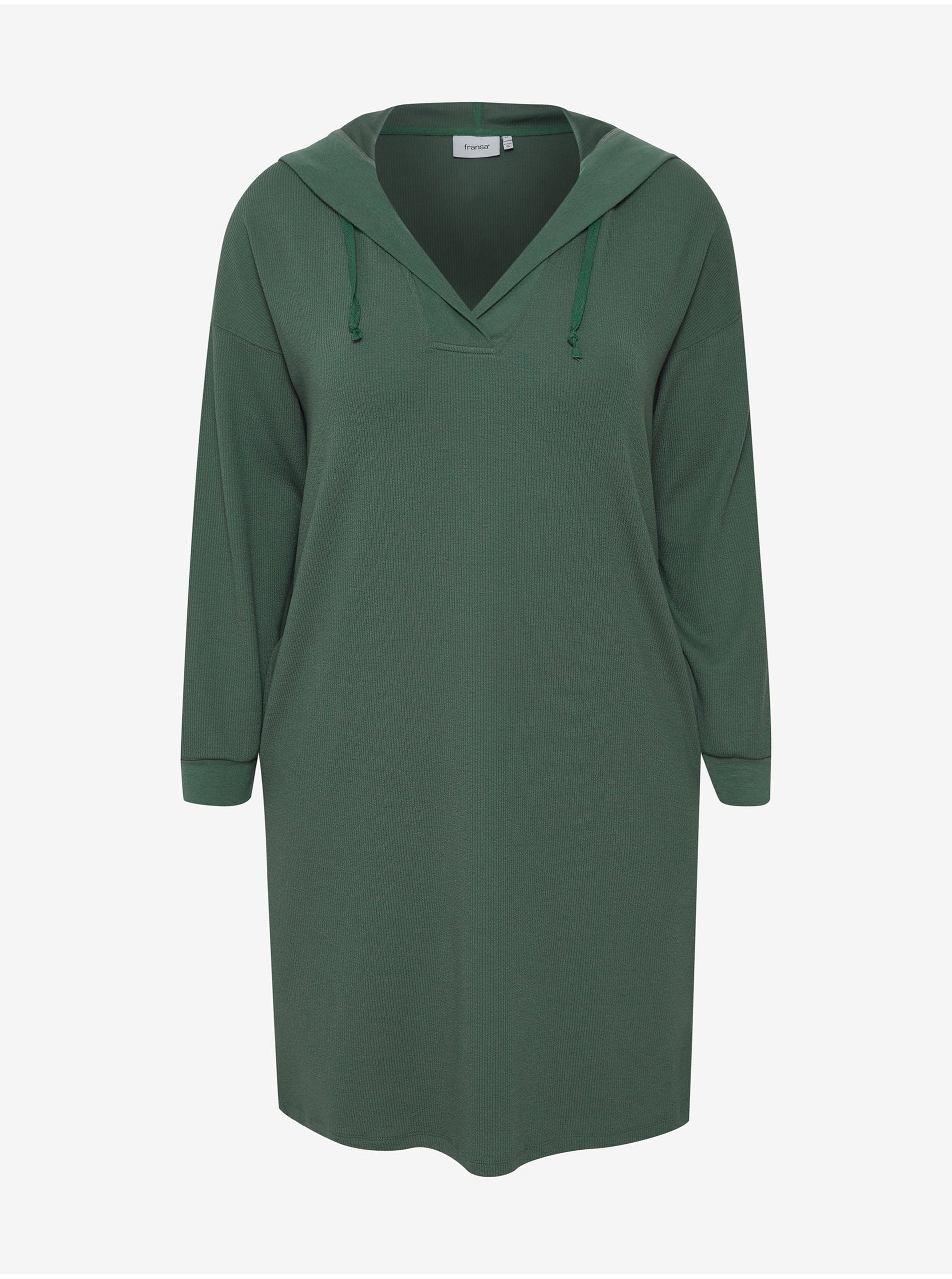 Levně Zelené mikinové šaty s kapucí Fransa