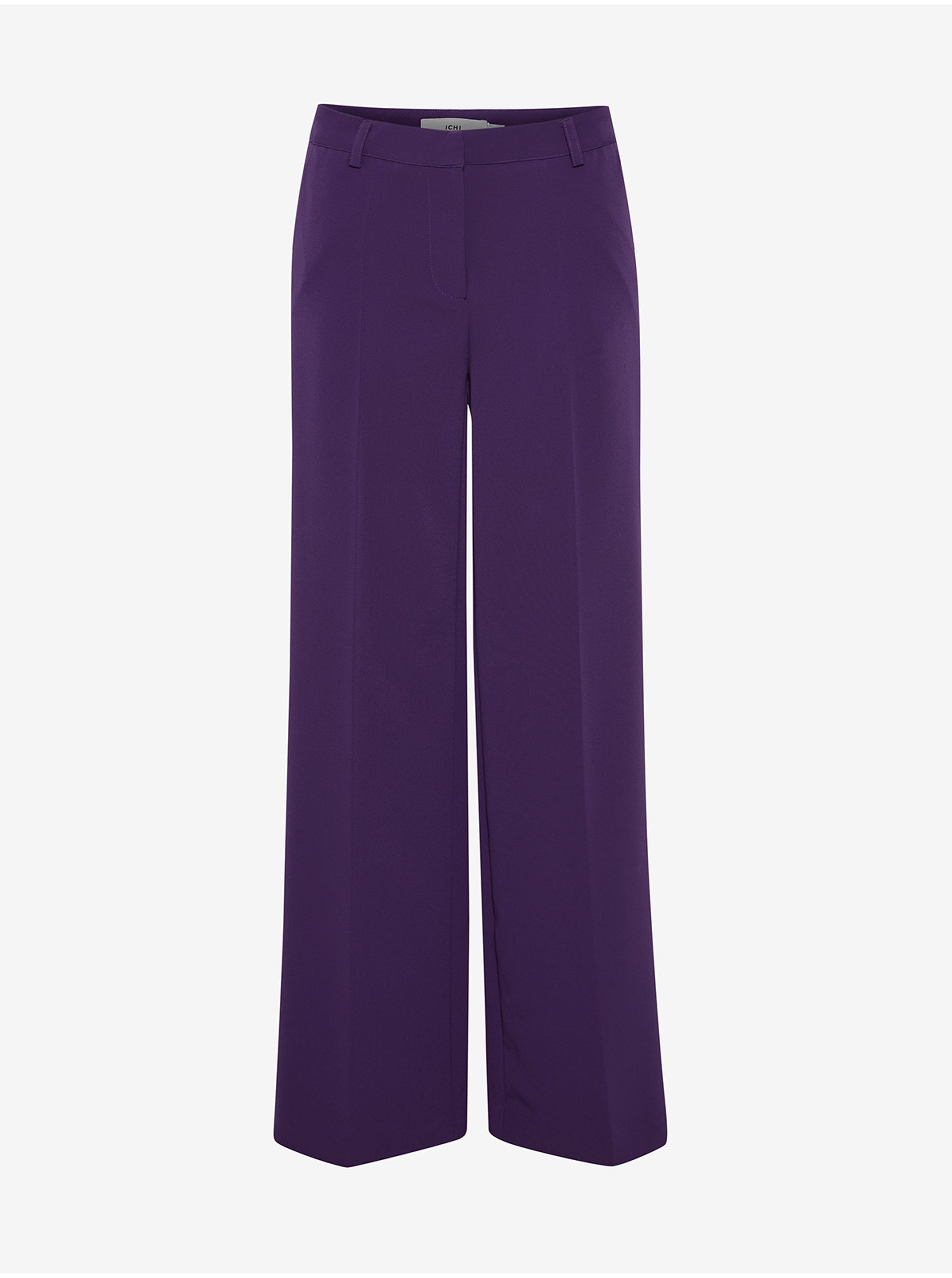 Levně Tmavě fialové dámské široké kalhoty ICHI