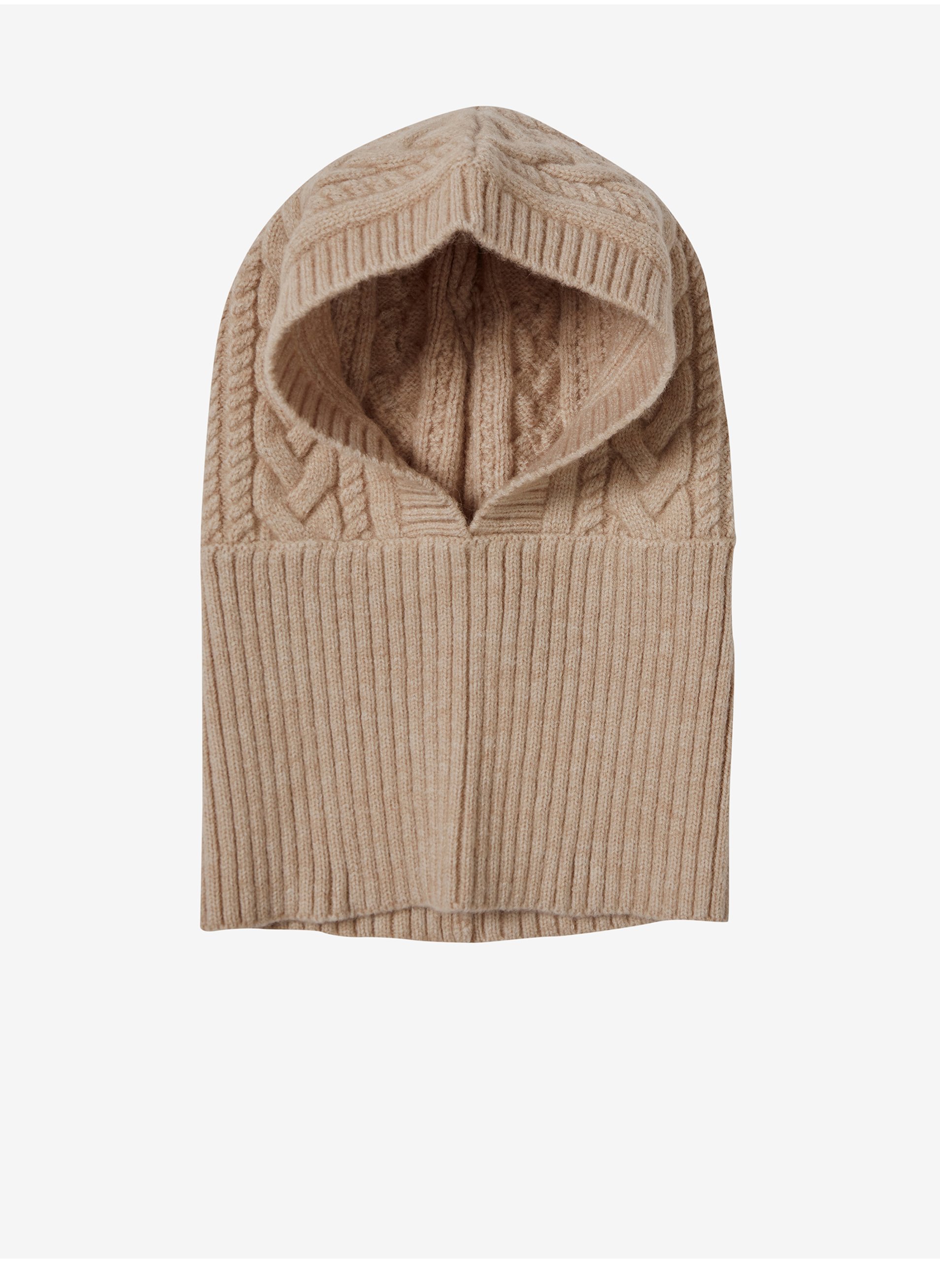 E-shop Béžová dámská kapuca s límcem ICHI
