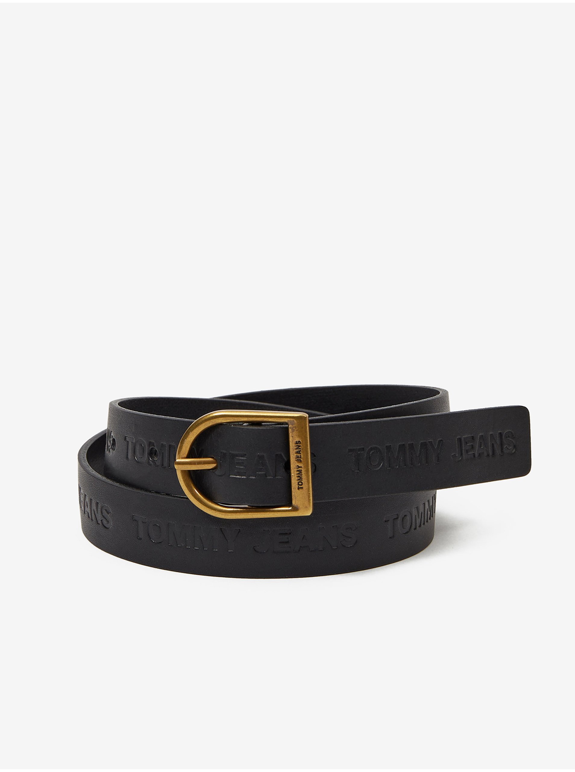 Levně Černá dámský kožený pásek Tommy Jeans Logo Fashion Belt