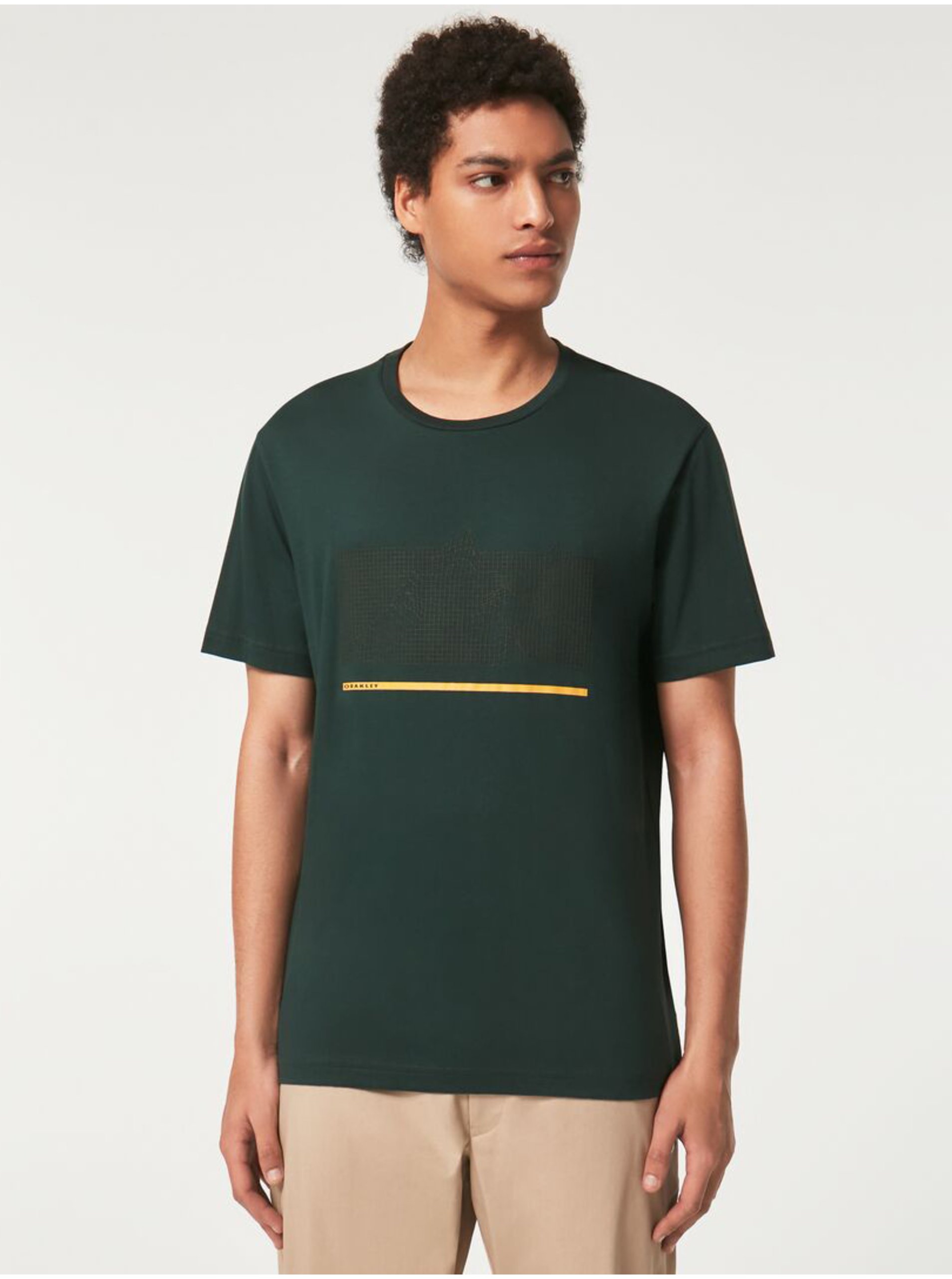 Levně Tmavě zelené pánské tričko Oakley