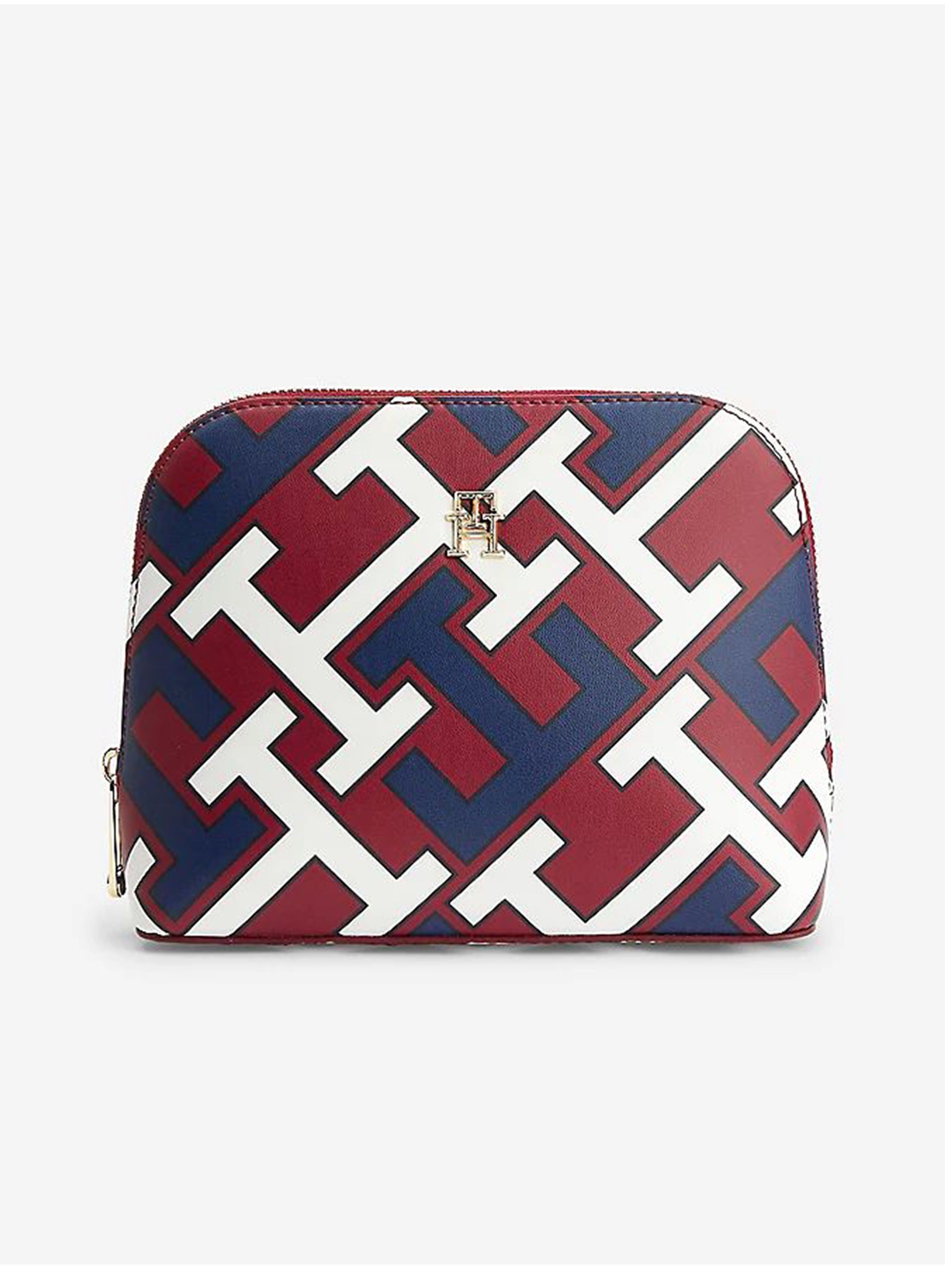 E-shop Bílo-červená dámská vzorovaná kosmetická taška Tommy Hilfiger