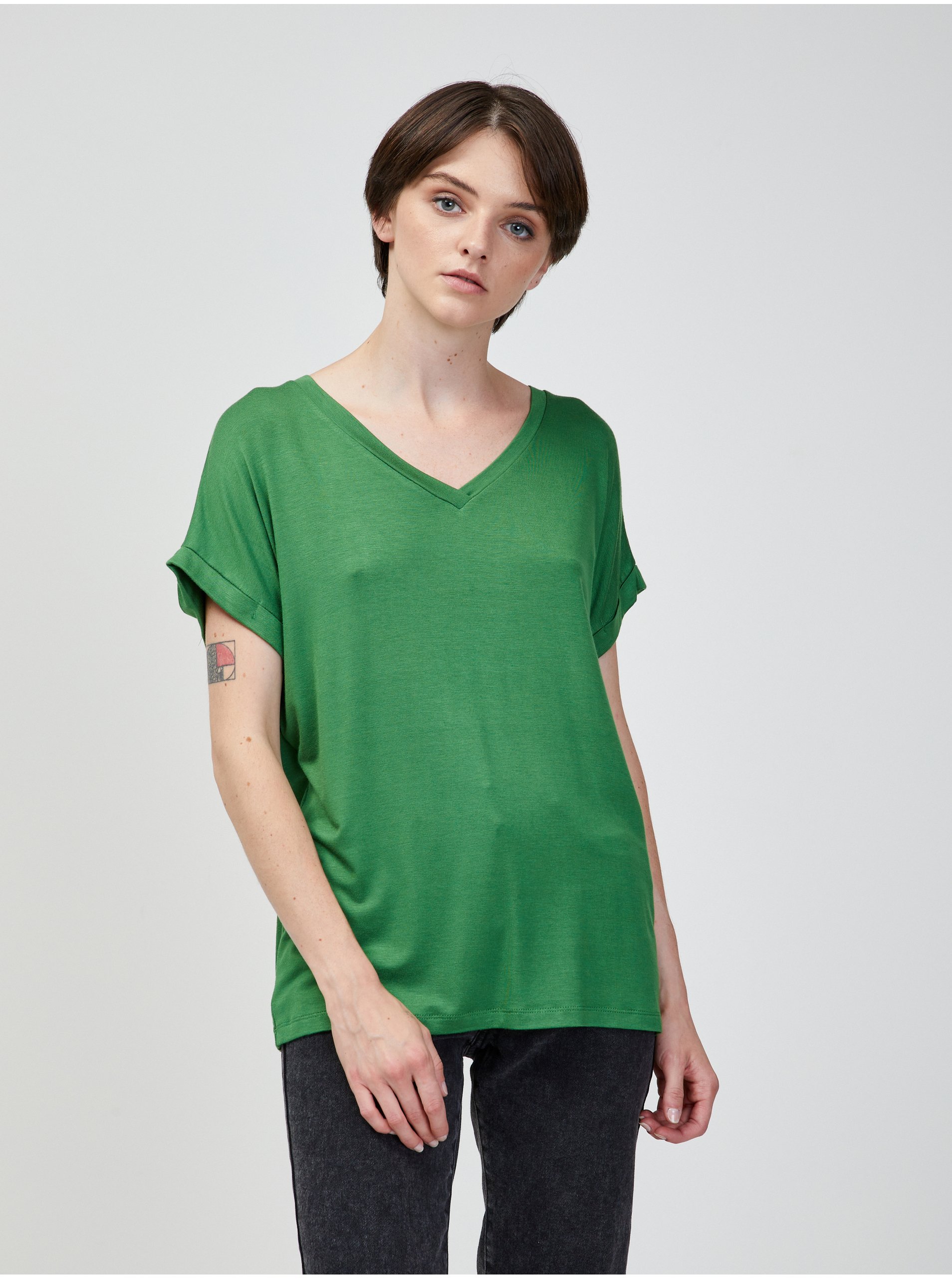 Levně Zelené dámské volné basic tričko ZOOT.lab Adriana 2