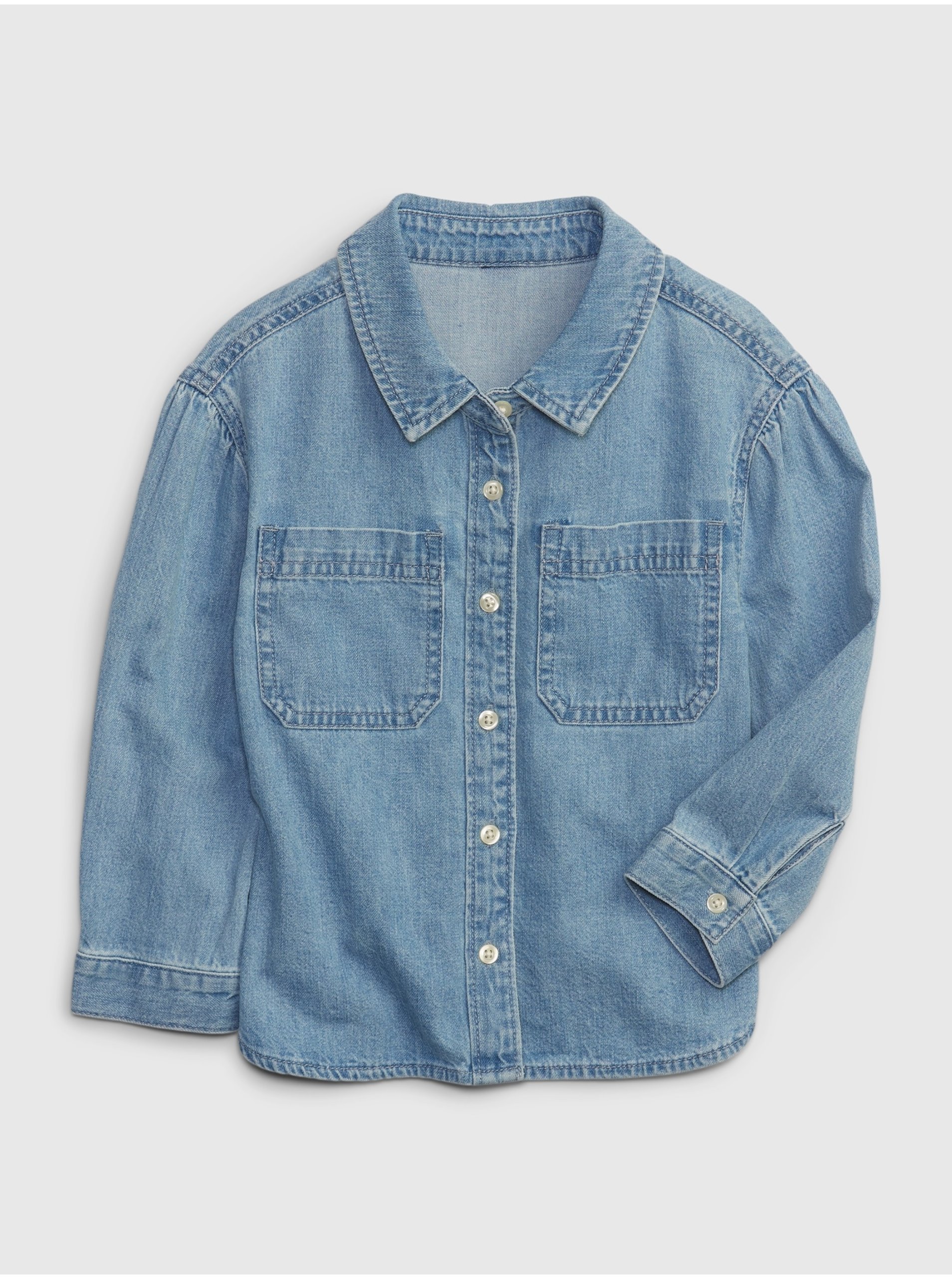 E-shop Modrá holčičí džínová košile GAP Washwell