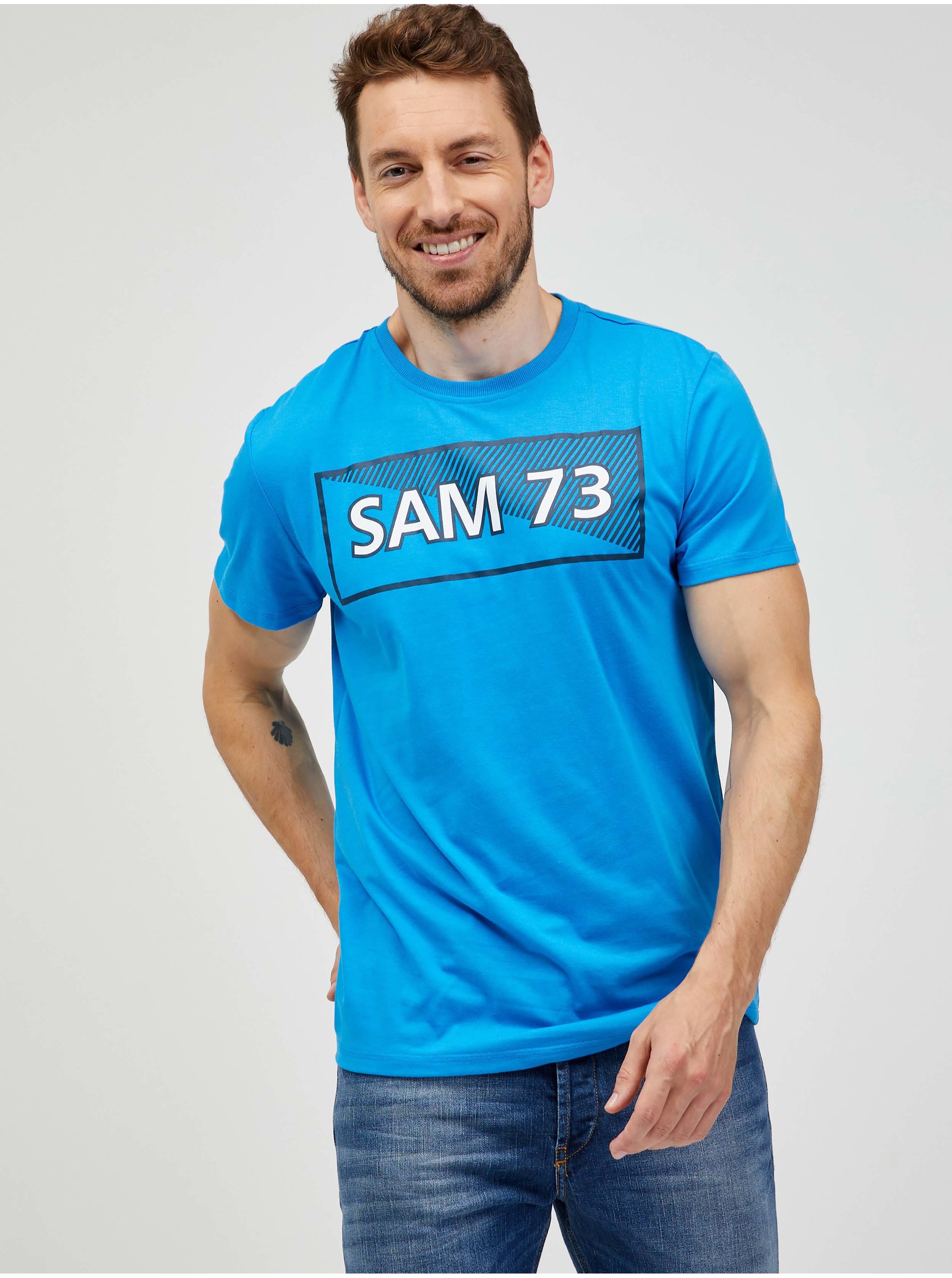 Levně Modré pánské tričko SAM 73 Fenri