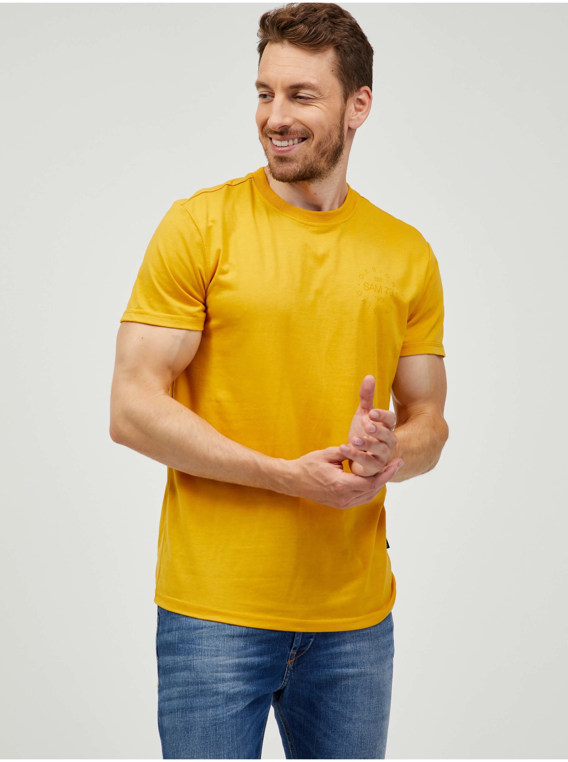 E-shop Hořčicové pánské tričko SAM 73 Sepot
