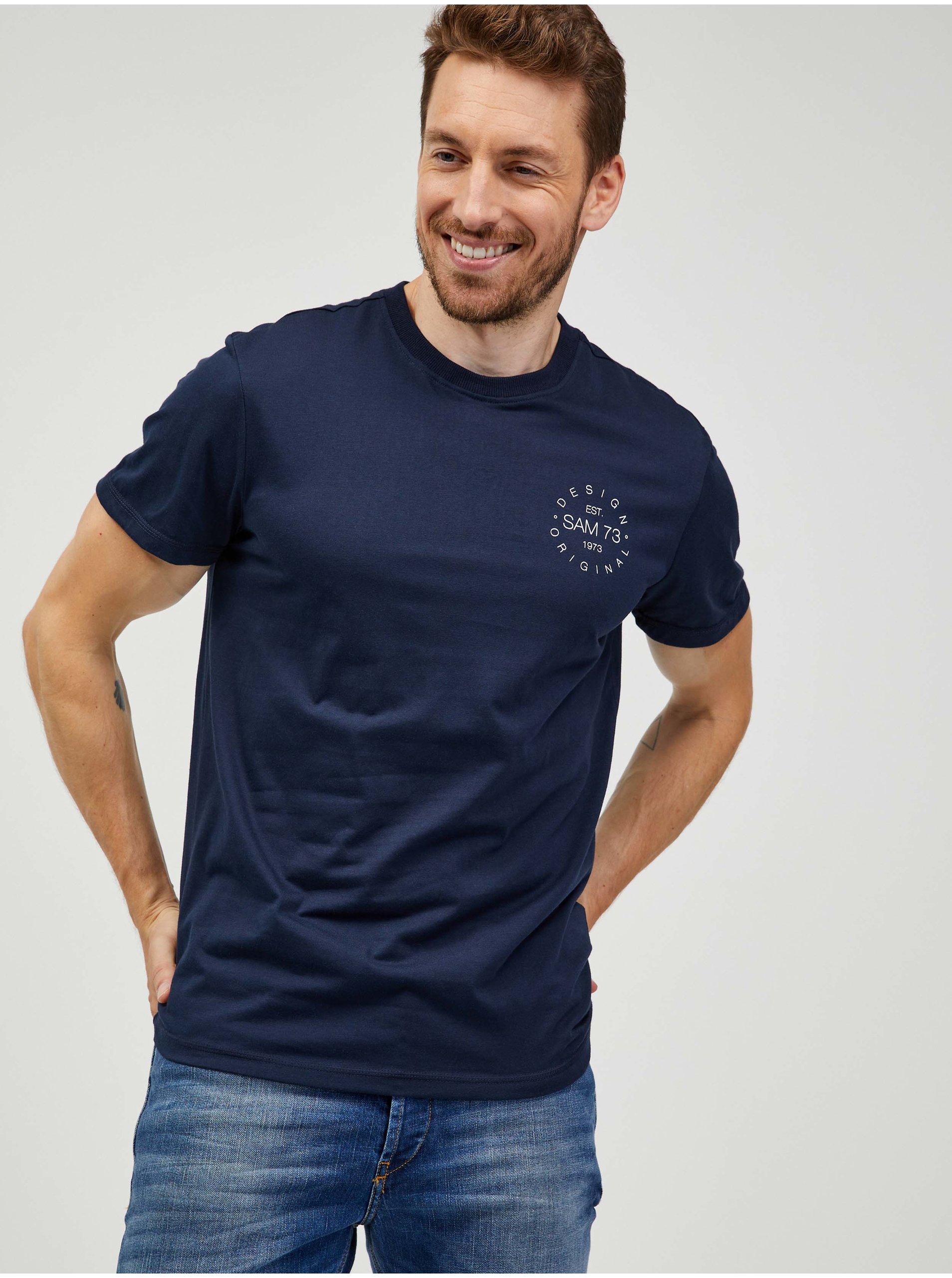E-shop Tmavě modré pánské tričko SAM 73 Sepot
