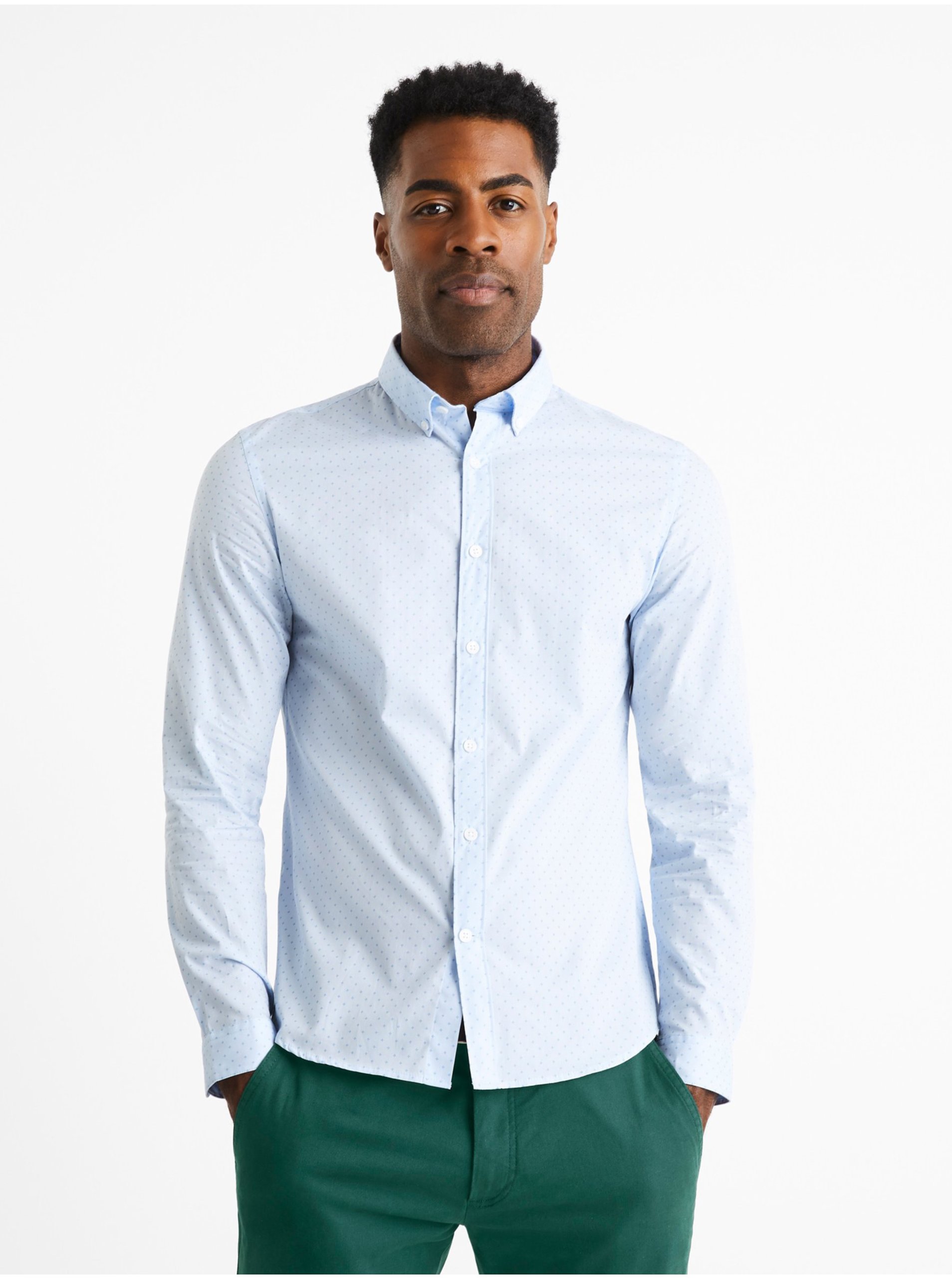 E-shop Světle modrá pánská formální košile Celio Caop
