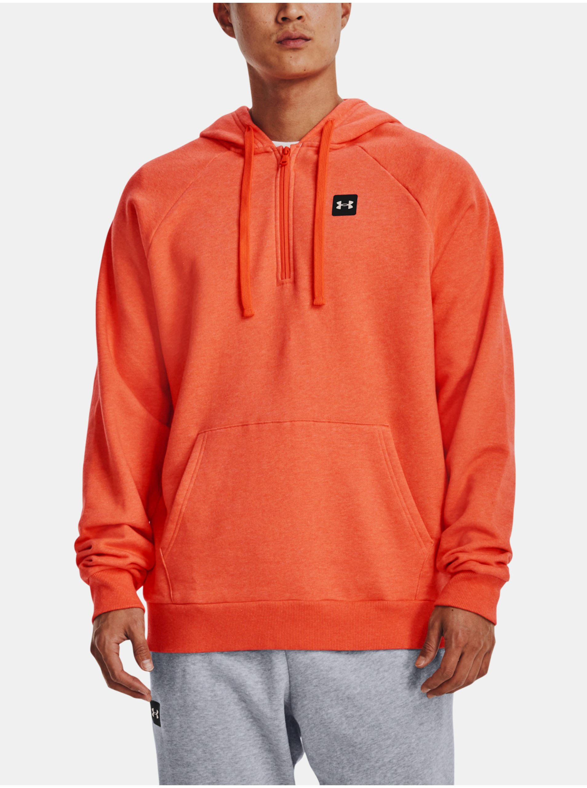 Levně Oranžová pánská mikina Under Armour UA Rival Fleece 1/2 Zip HD