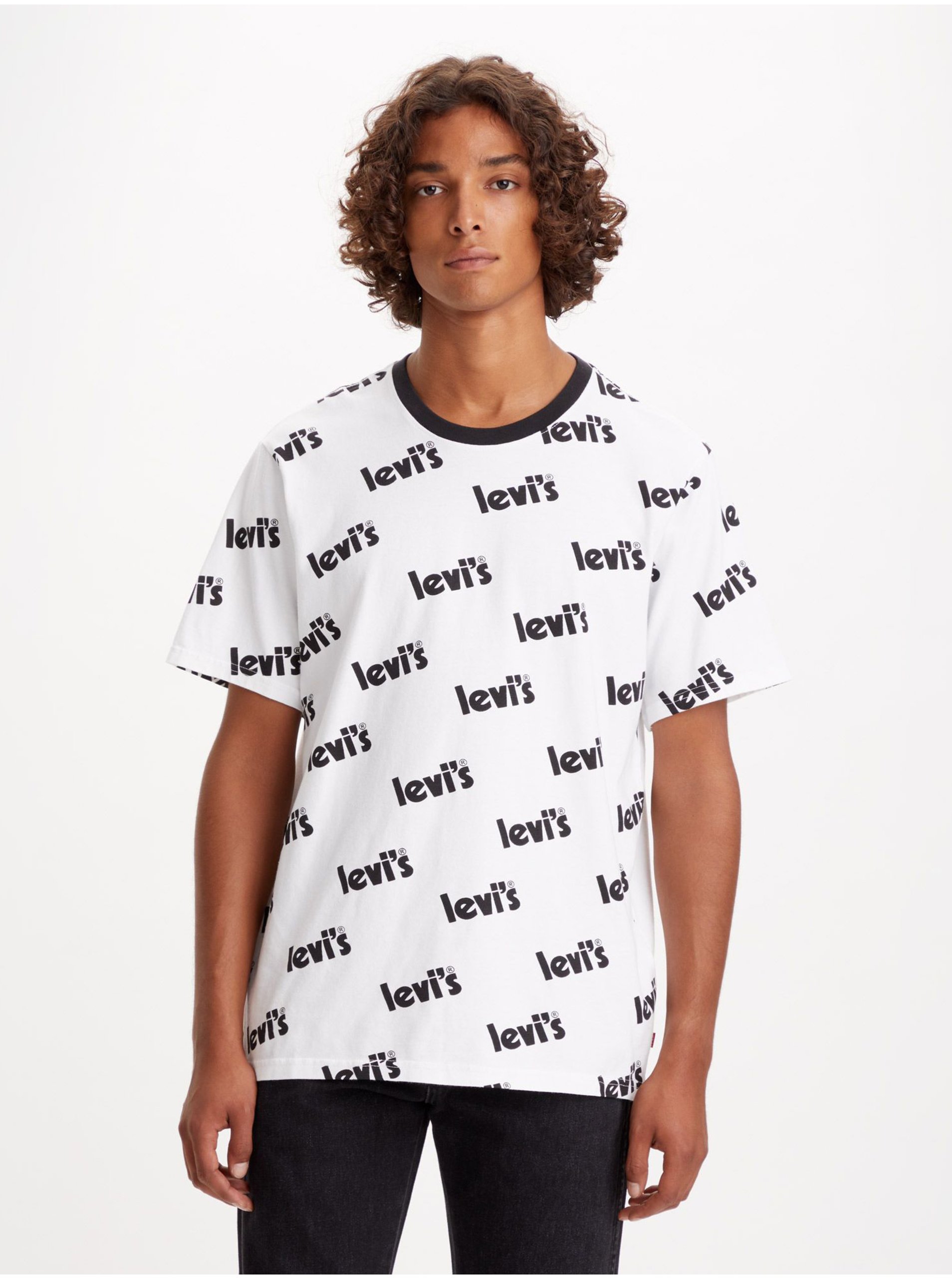 Lacno Biele pánske vzorované tričko Levi's® Poster