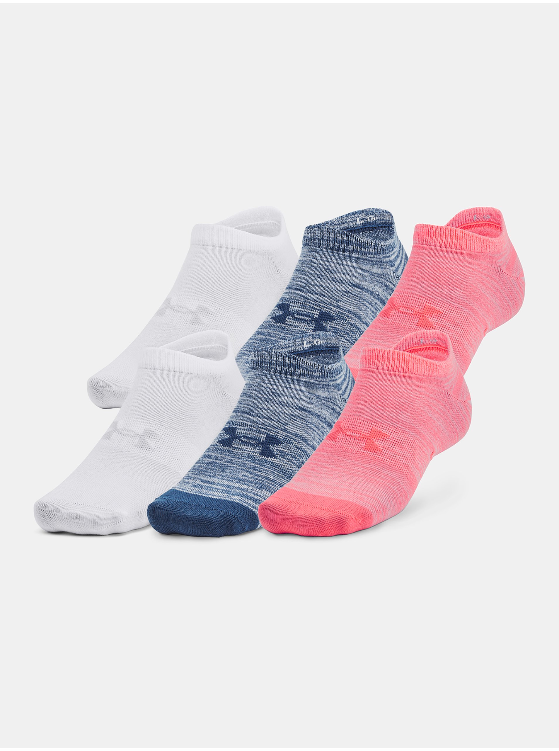 Levně Sada šesti párů dámských ponožek v bílé, modré a růžové barvě Under Armour UA Essential No Show 6pk