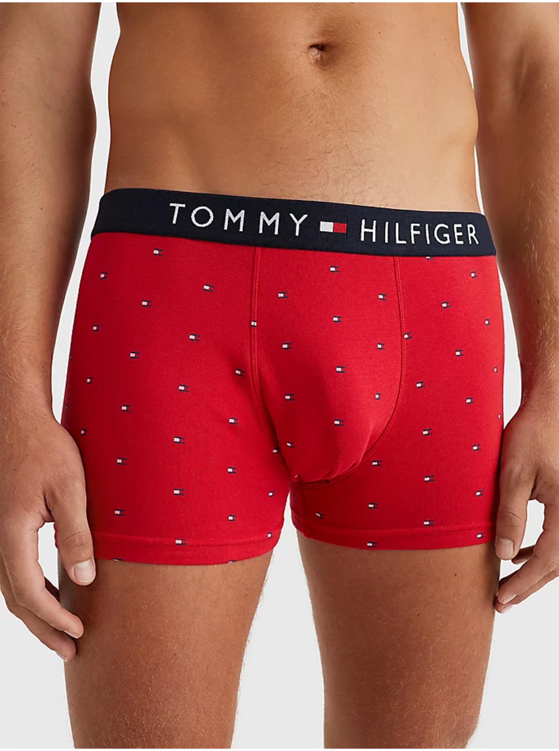 Lacno Červené pánske vzorované boxerky Tommy Hilfiger