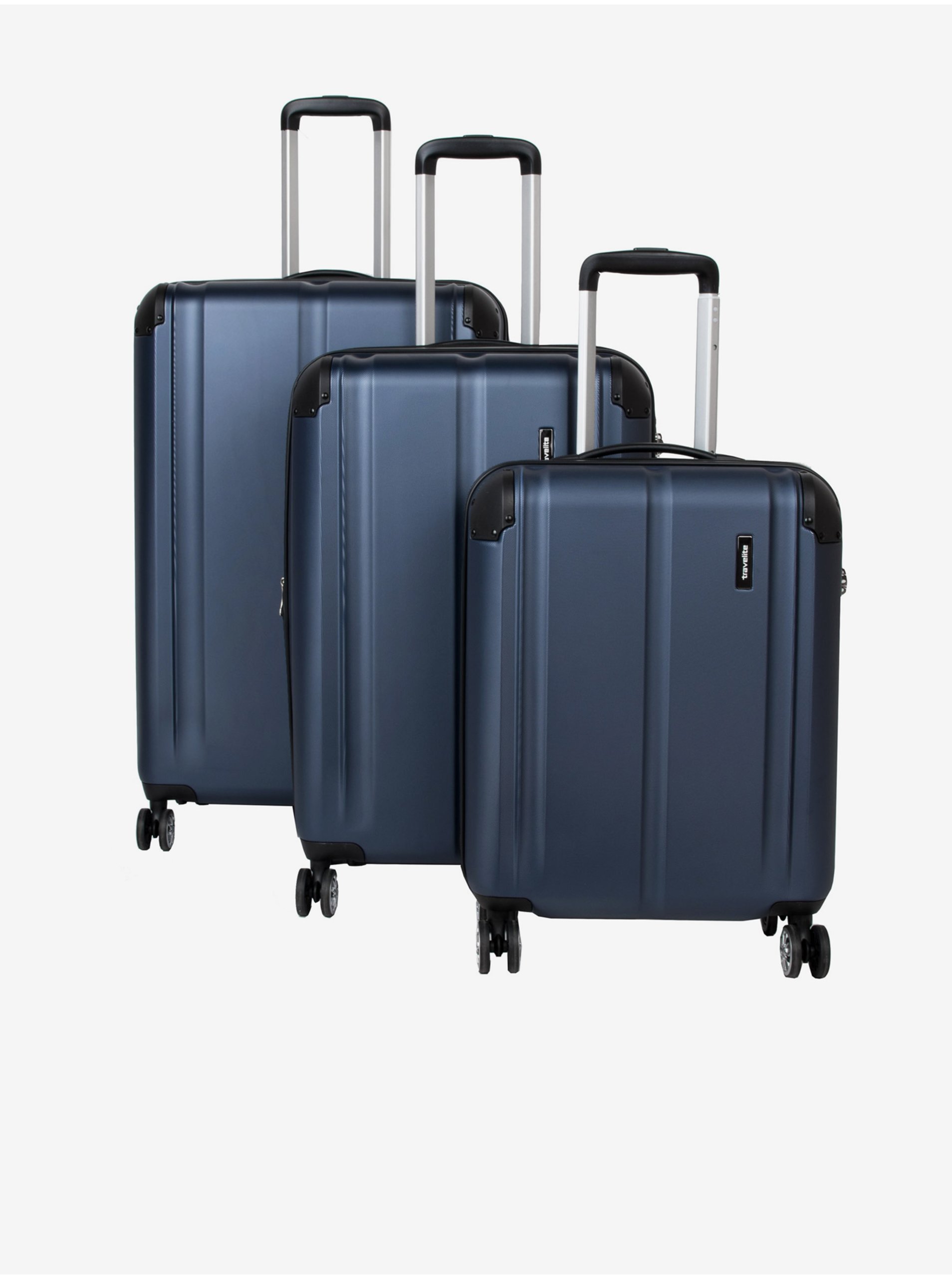 Levně Sada cestovních kufrů Travelite City 4w S,M,L Navy – sada 3 kufrů