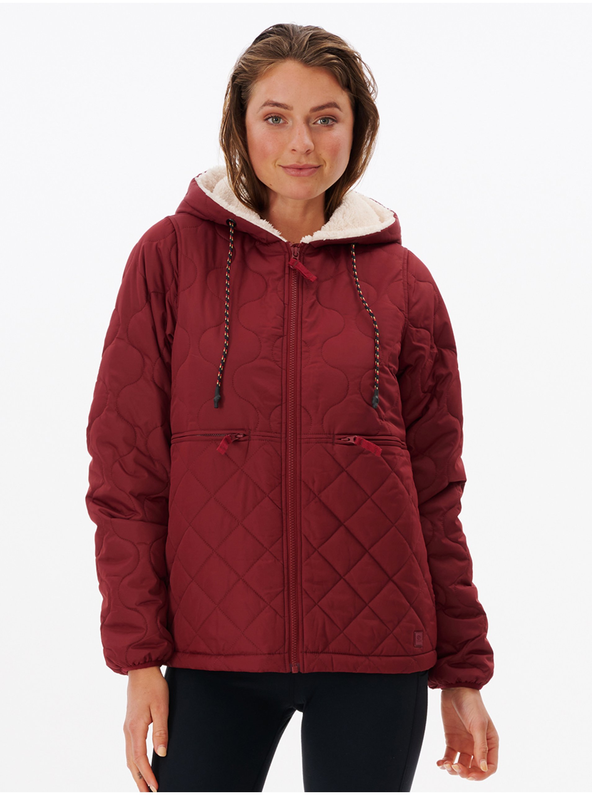 E-shop Vínová dámská prošívaná zimní bunda s kapucí Rip Curl