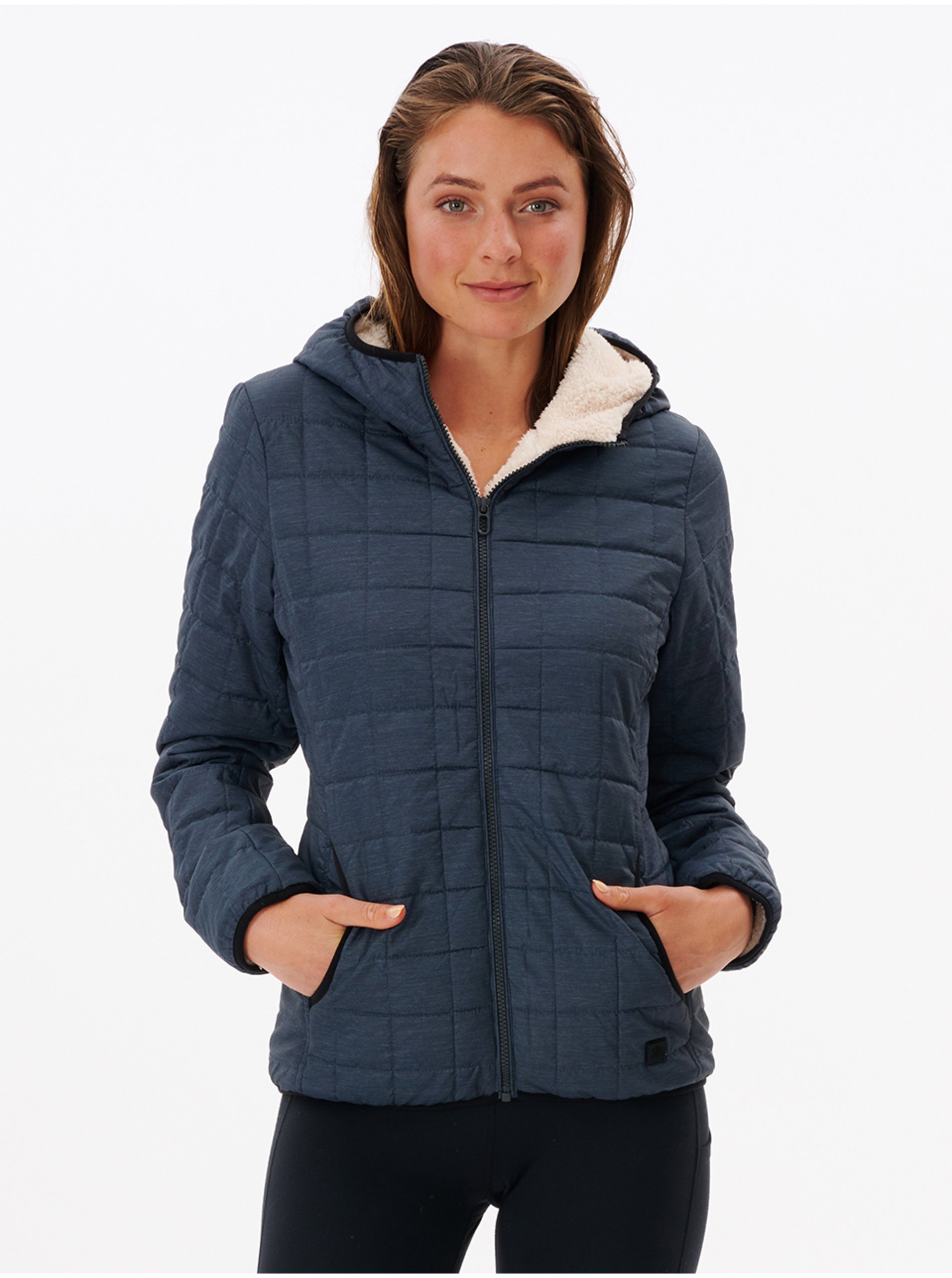 E-shop Tmavě modrá dámská prošívaná bunda s kapucí Rip Curl