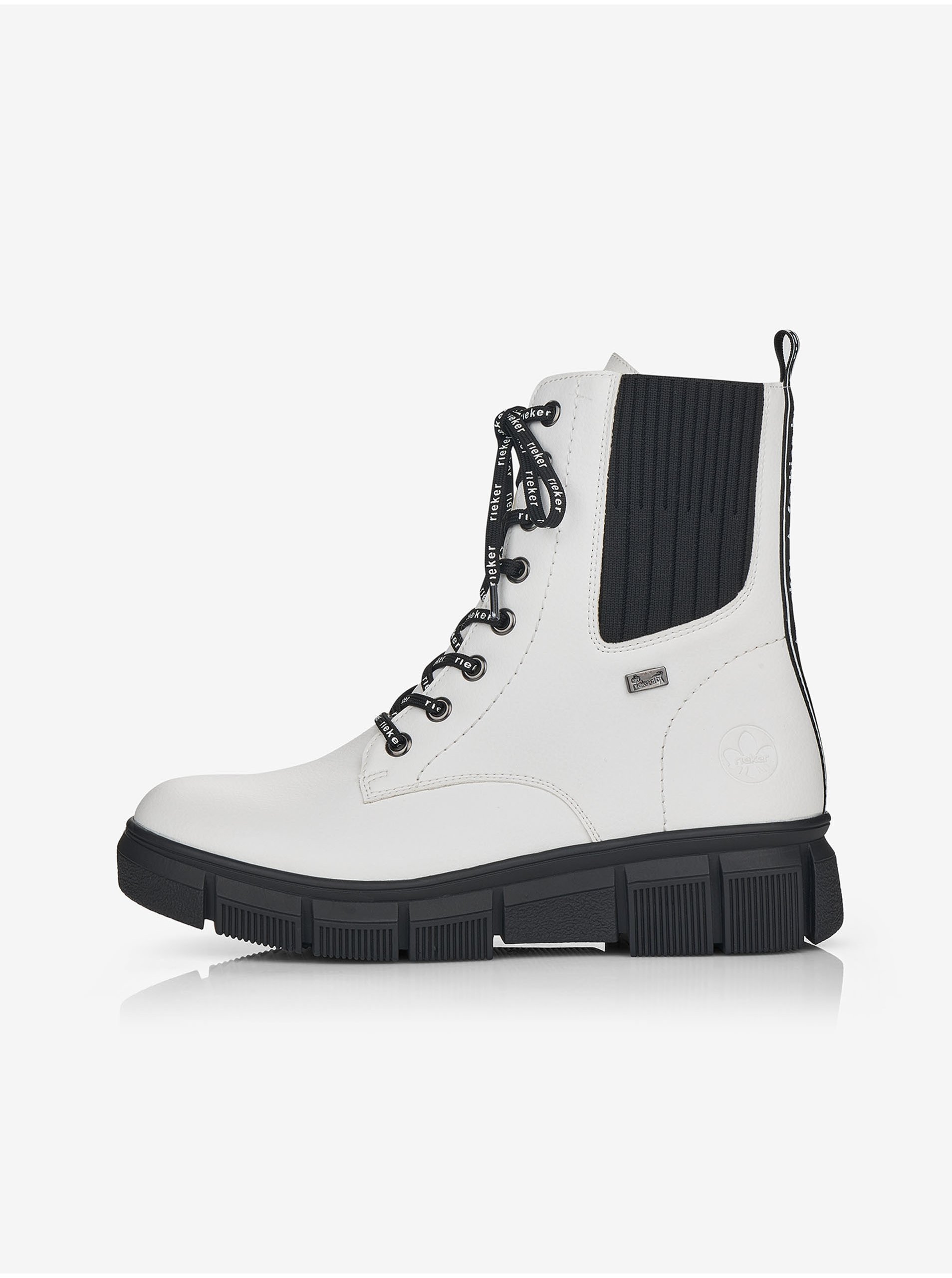 E-shop Černo-bílé dámské zateplené kotníkové boty Rieker