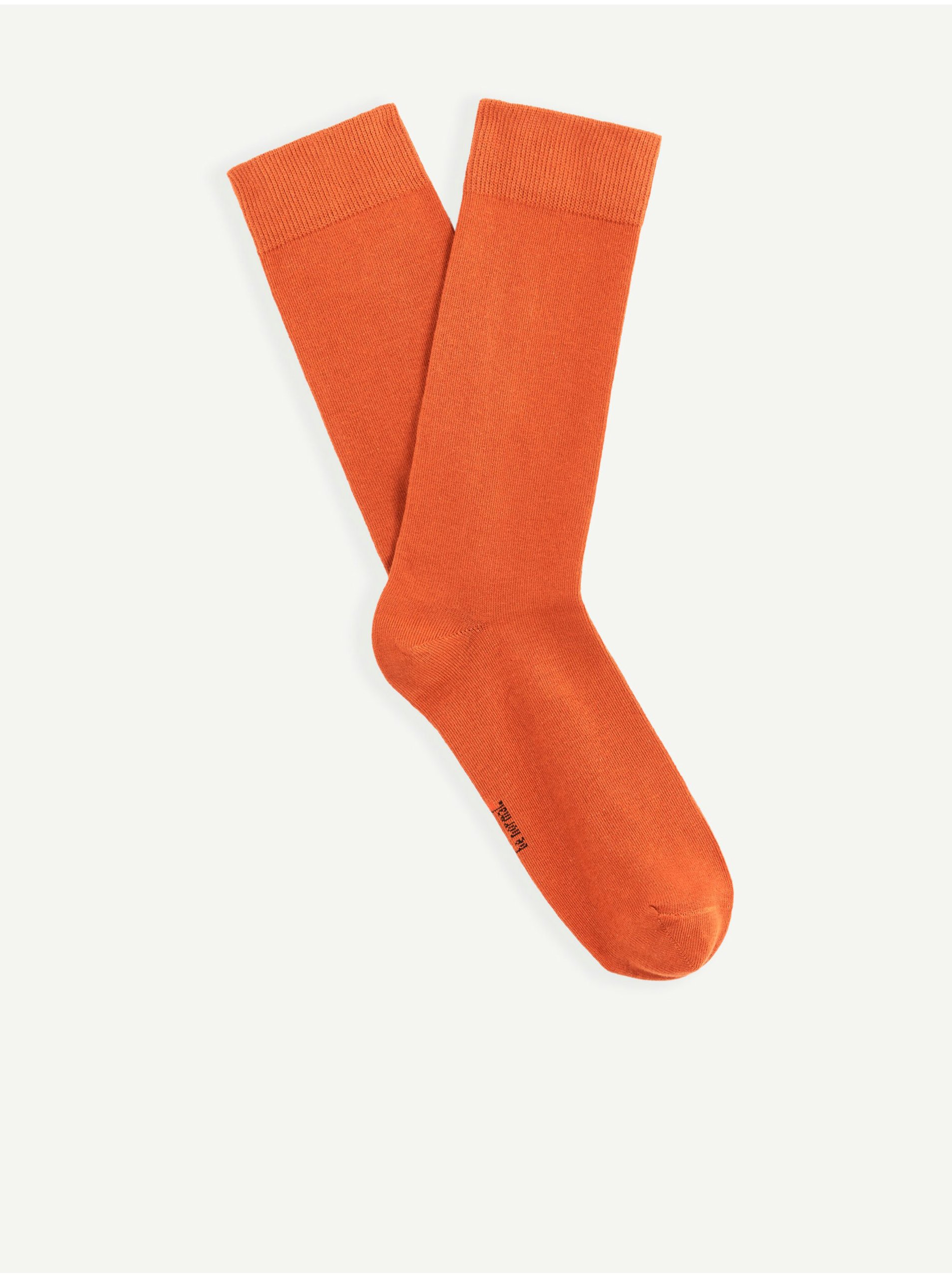 Levně Oranžové vysoké ponožky z bavlny Supima® Celio Milof