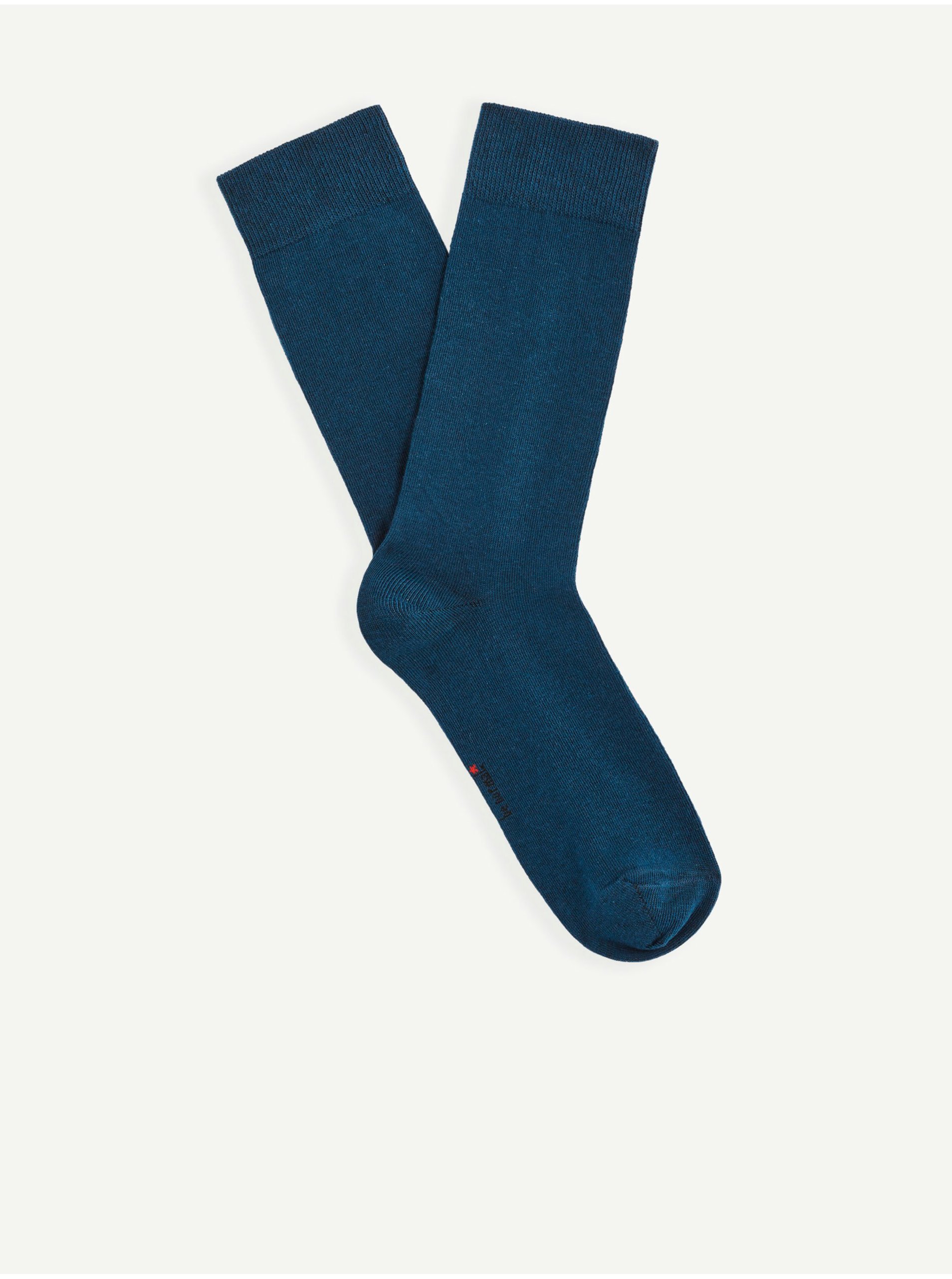 Levně Tmavě modré vysoké ponožky z bavlny Supima® Celio Milof