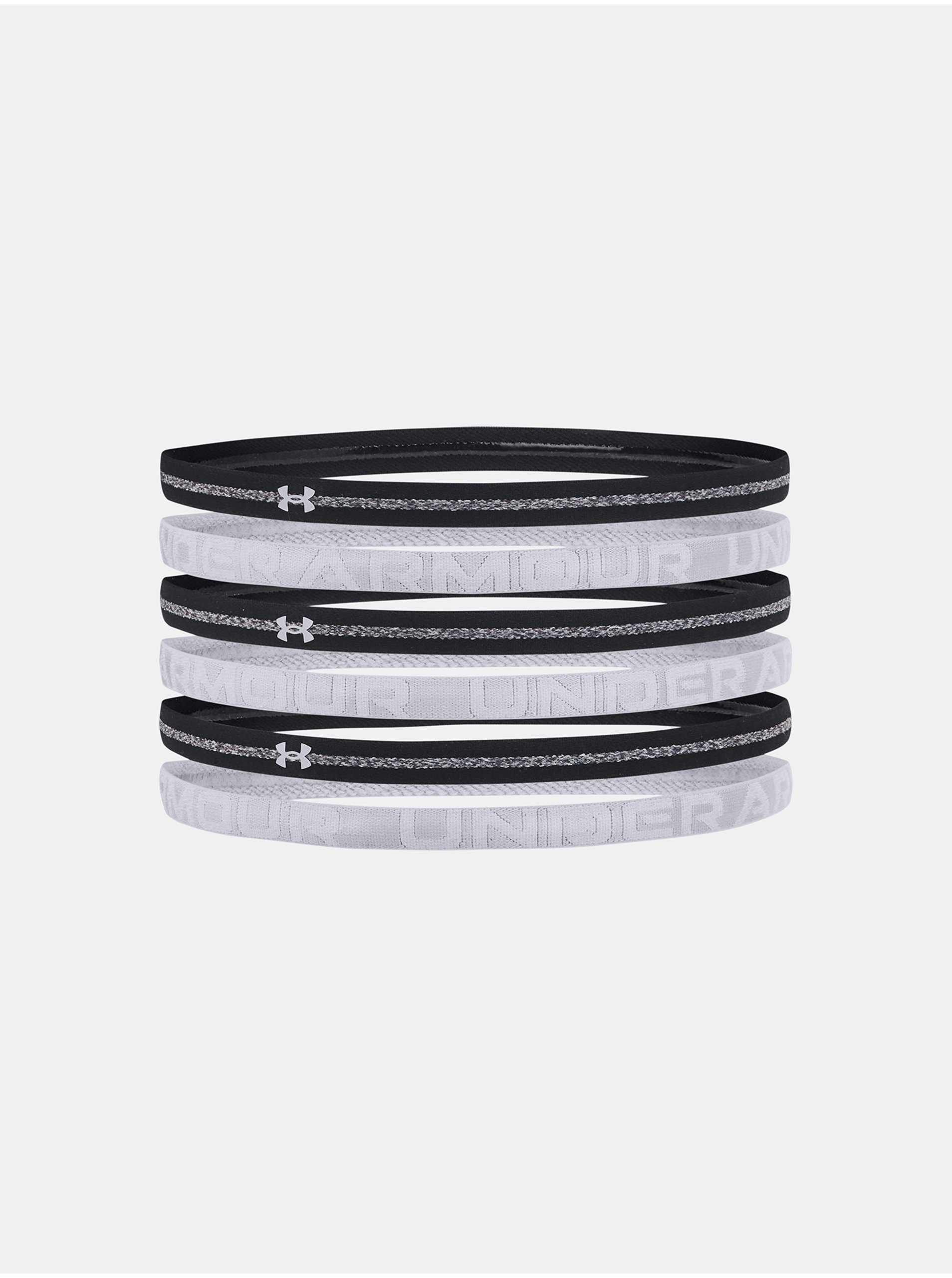 Levně Sada šesti sportovních čelenek v šedé a černé barvě Under Armour UA HTR Mini Headband 6PK