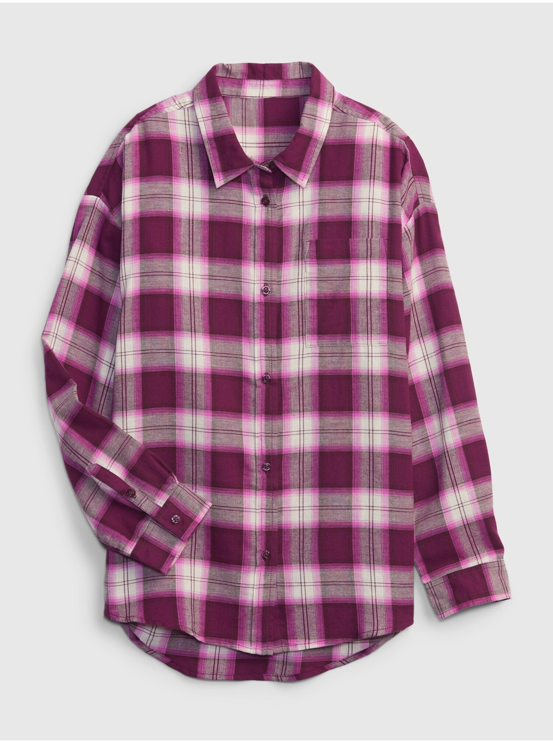 E-shop Vínová holčičí kostkovaná košile GAP