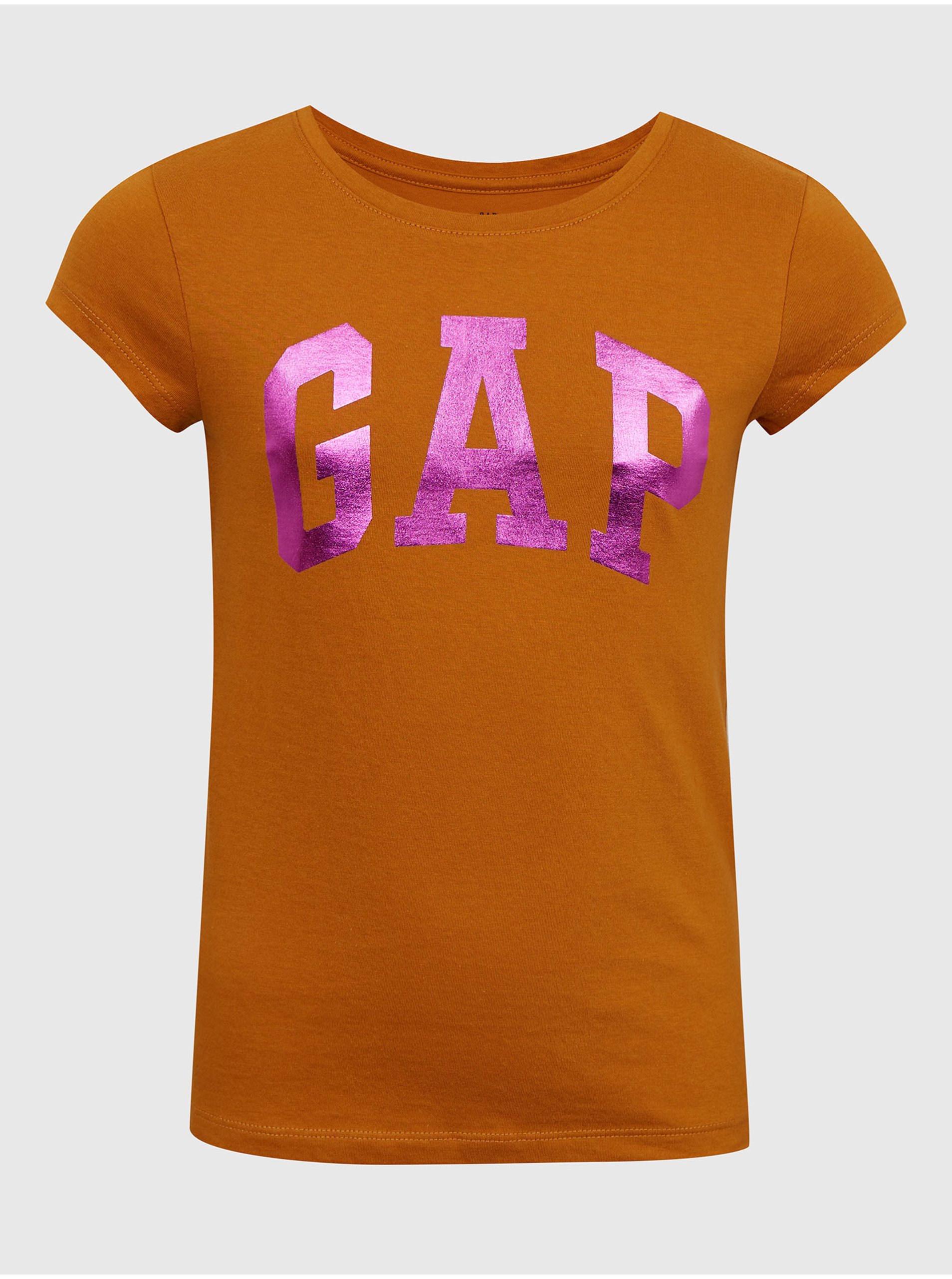Lacno Oranžové dievčenské tričko s logom GAP