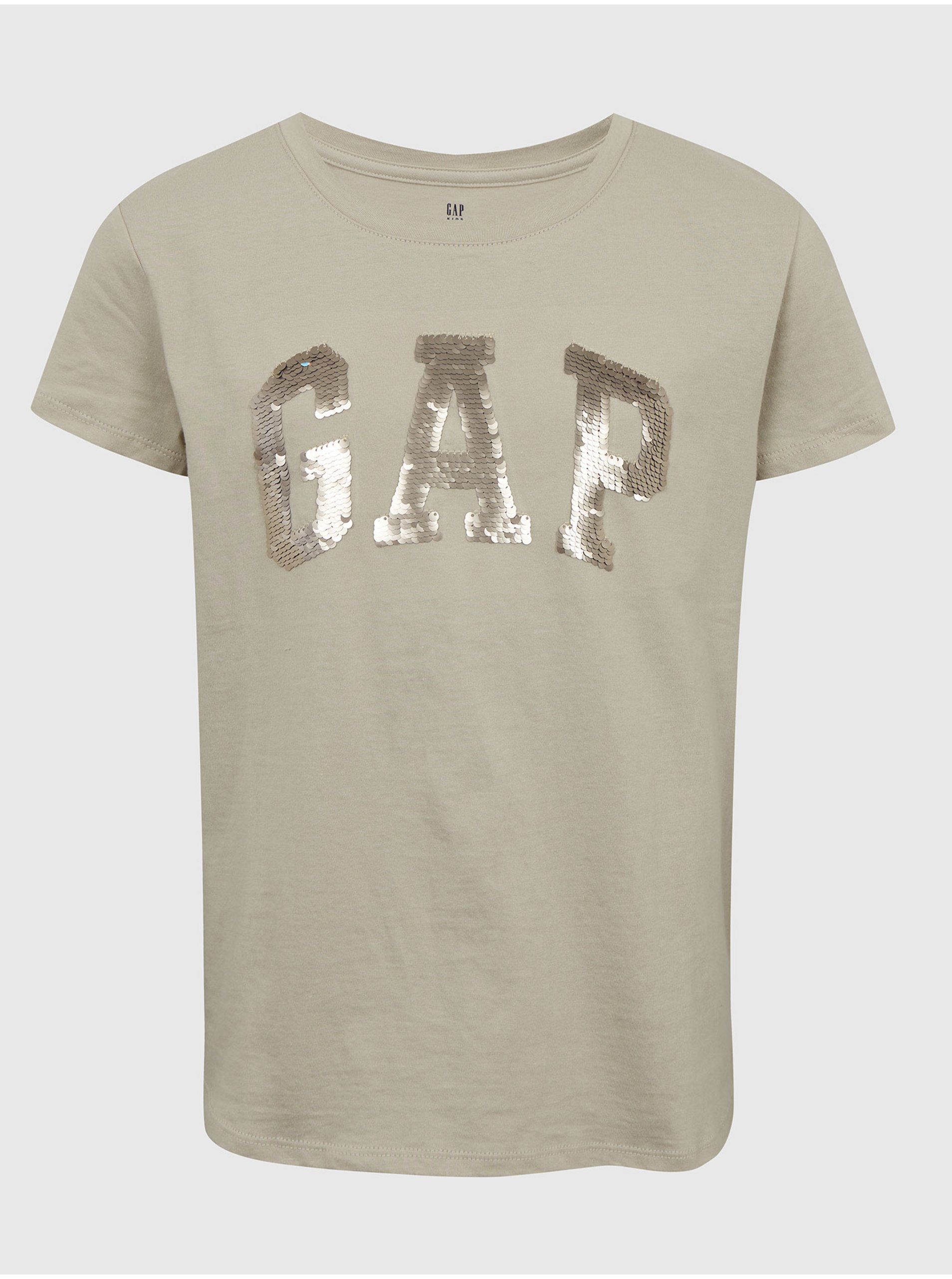 Lacno Béžové dievčenské tričko organic s flitrovým logom GAP
