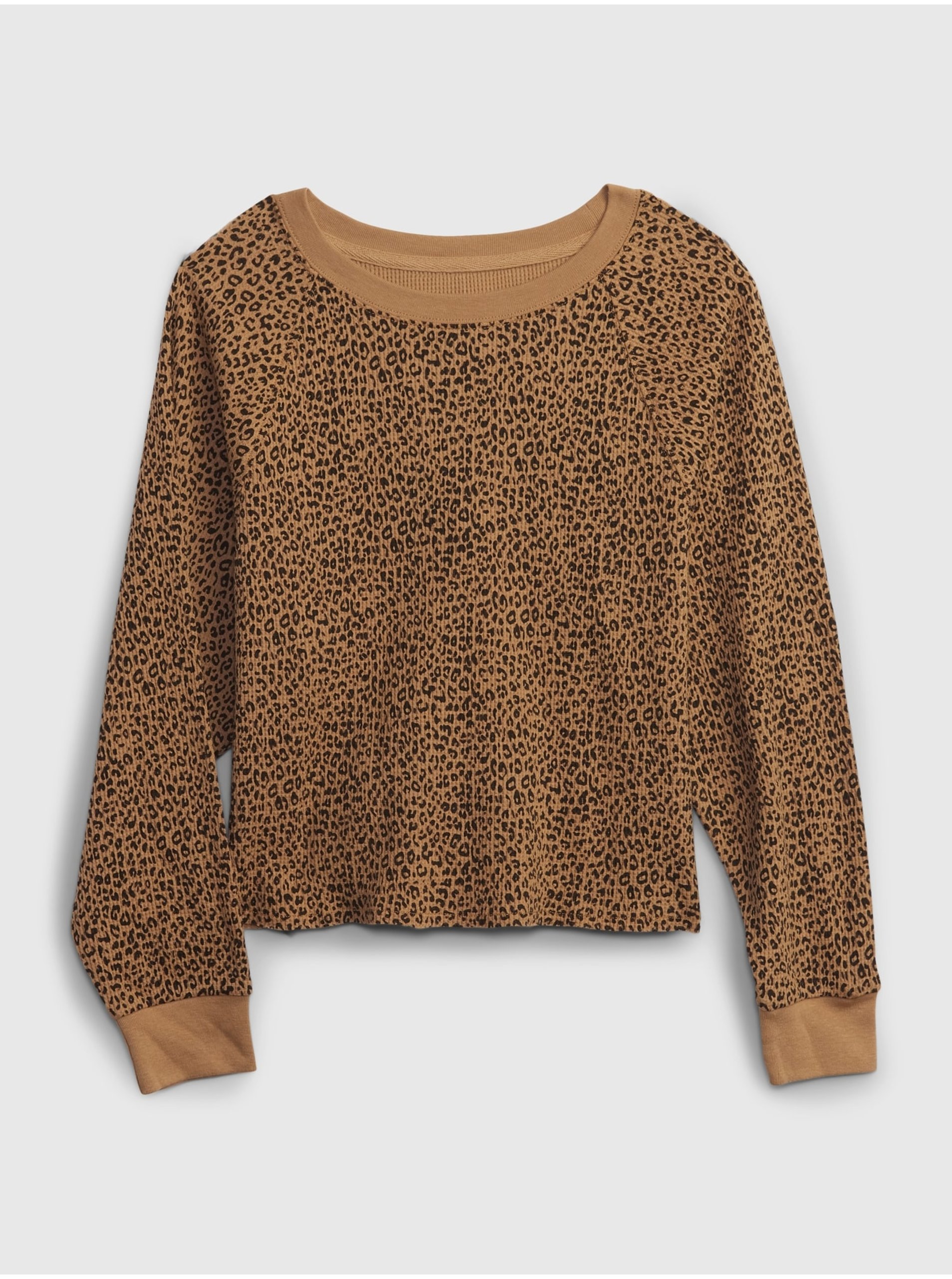 Lacno Hnedé dievčenské tričko GAP so vzorom leoparda