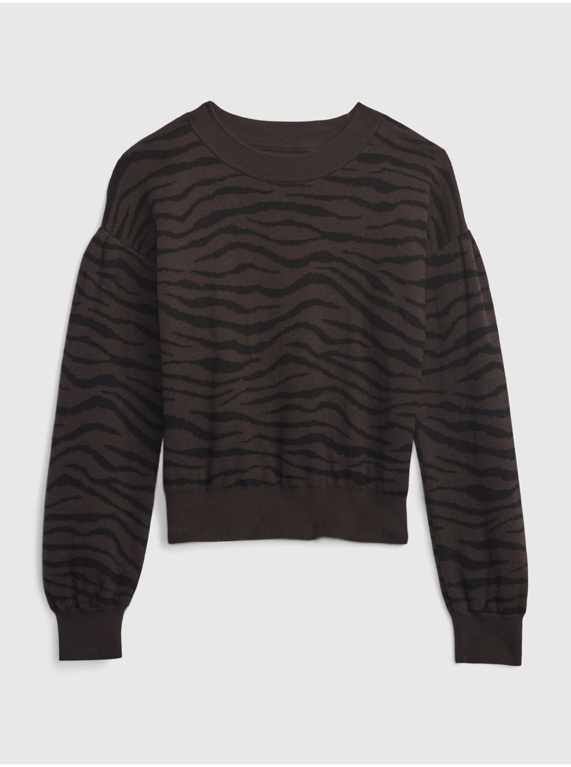 E-shop Hnedý dievčenský bavlnený sveter GAP zebra
