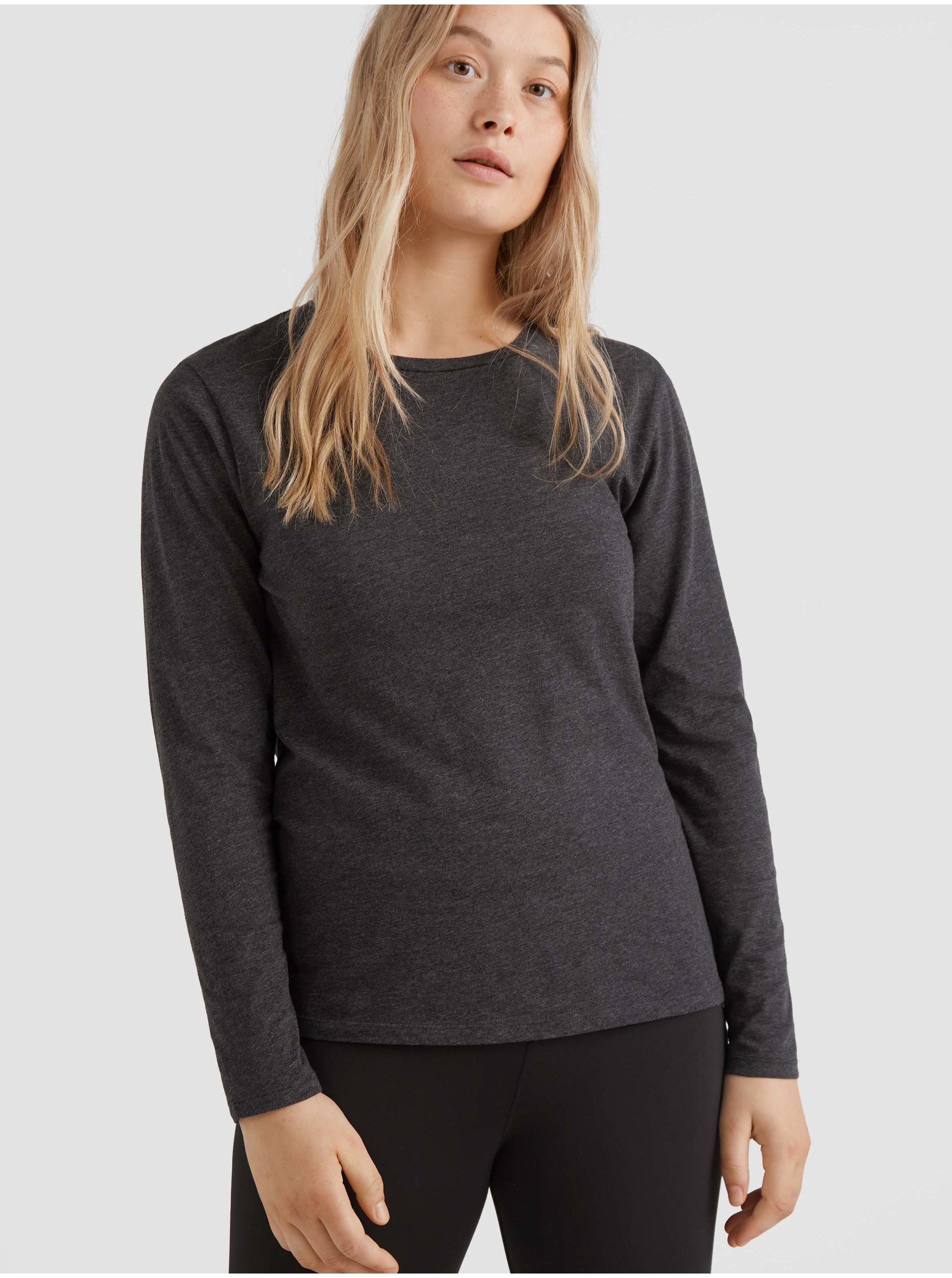 E-shop Čierne dámske basic melírované tričko s dlhým rukávom O'Neill
